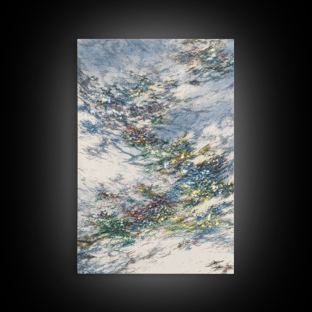 Wind Swept Blue Sky Abstract Wall Art, Dreamy Nature Scene Art, Modern Canvas Decor, Colorful Textured Landscape Fine Art Print