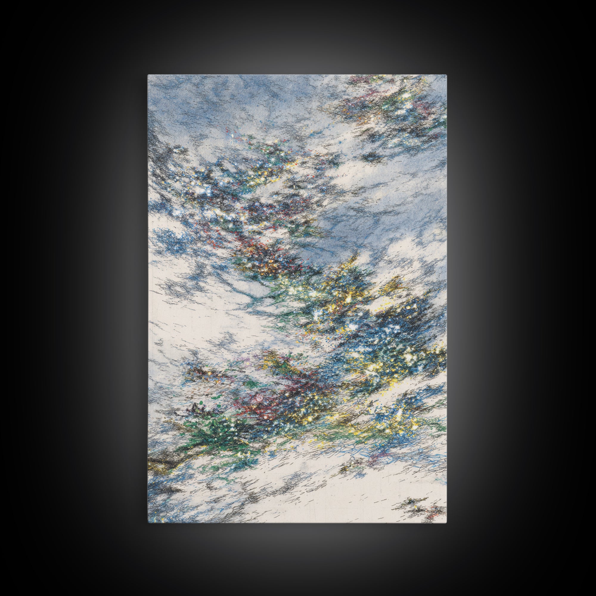 Wind Swept Blue Sky Abstract Wall Art, Dreamy Nature Scene Art, Modern Canvas Decor, Colorful Textured Landscape Fine Art Print
