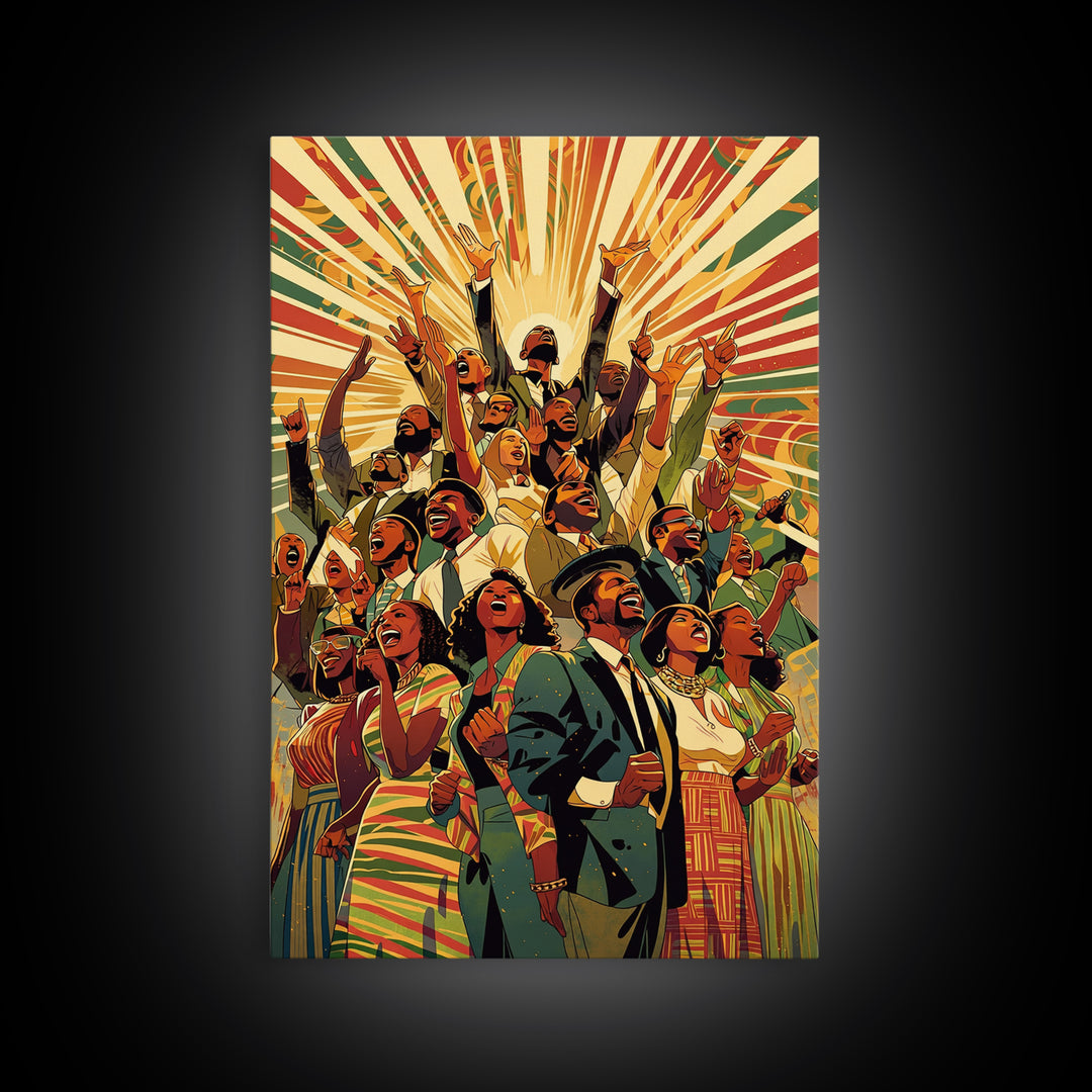 Joyful African Celebration Wall Art, Afrocentric Art, Black Culture Art, African American Art Prints, Colorful Home Decor