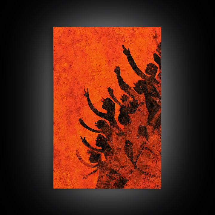 Orange African Dance Silhouettes Wall Art, African Celebration, Black Women Art, Afrocentric Decor, Empowerment Gift For Her