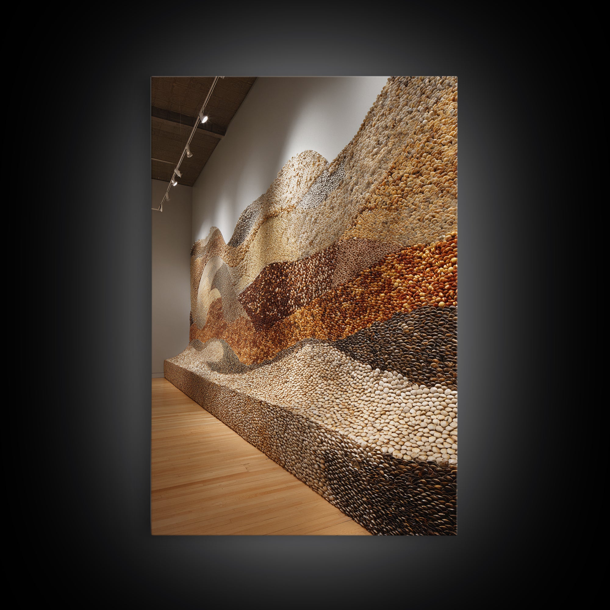 Gallery Stone Mosaic Wave Landscape, Large Textured Wall Art, Earth Tone Decor, Contemporary Art Print, Unique Canvas Print
