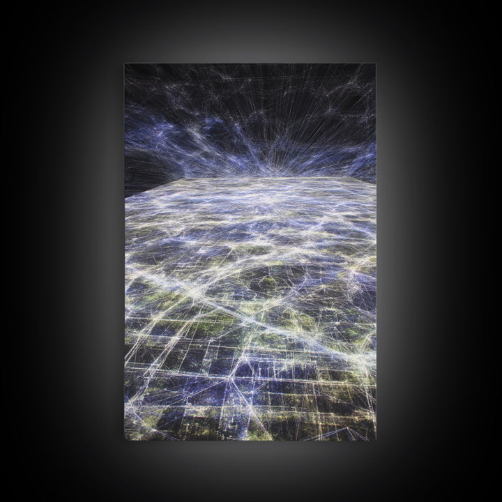 Futuristic Earth Data Horizon Canvas Print, Afrofuturism Decor, Digital Network Art, Modern Space Wall Decor For Office Gift