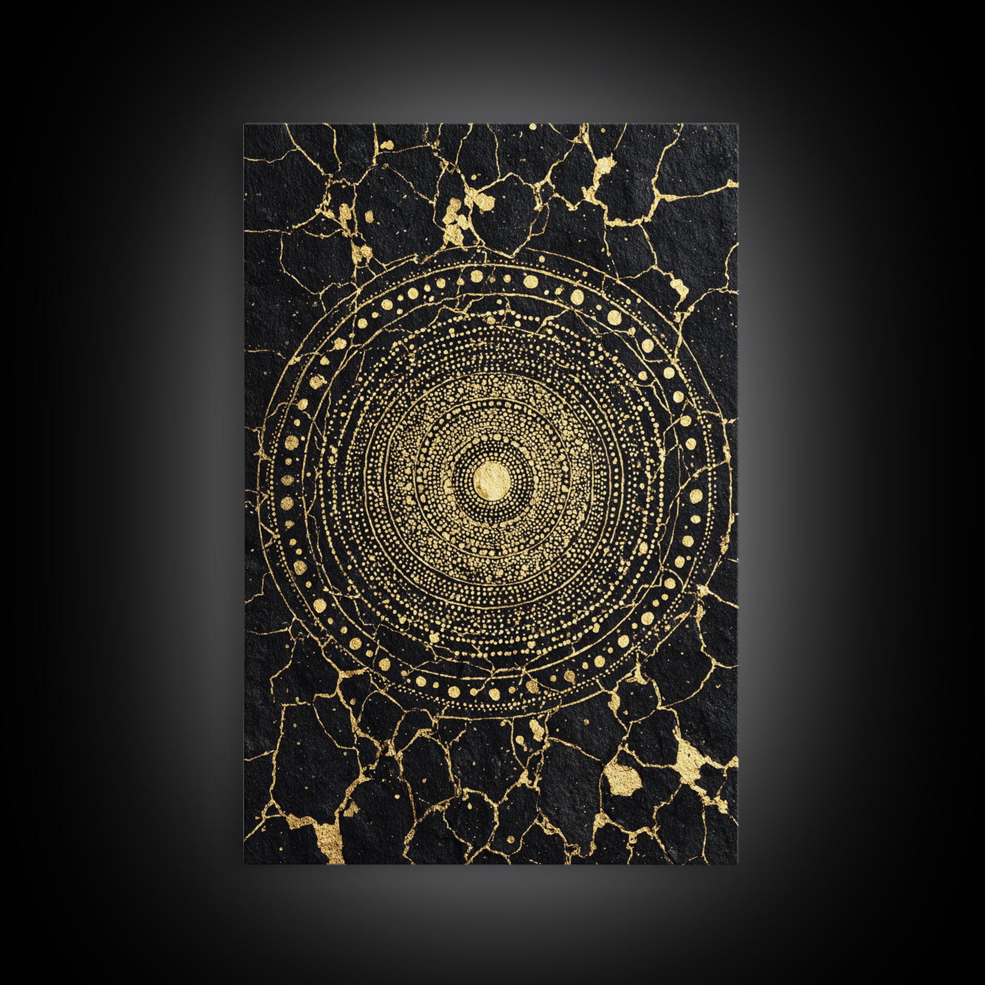 Black Gold African Mandala Wall Art, Geometric Circle Canvas Print, Spiritual Abstract Art, Luxury Modern Home Decor, Gift
