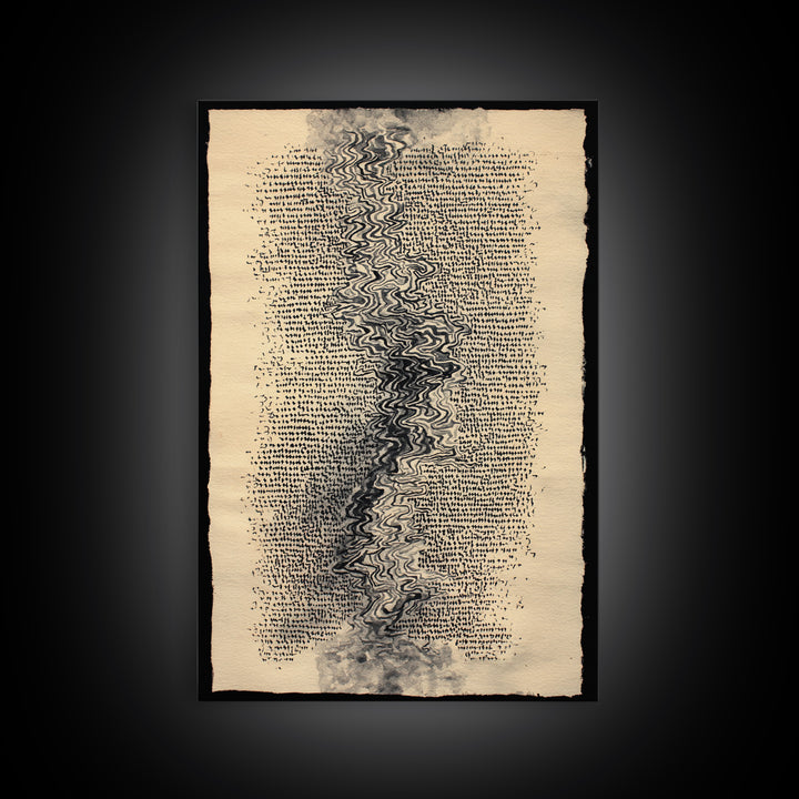 Antique Parchment Abstract Calligraphy Canvas Print, Ancient Manuscript Texture, Neutral Boho Wall Decor, Spiritual Art Gift
