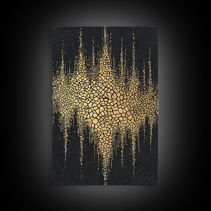 Gold Black Abstract Africa Map Canvas Print, Cracked Mosaic Texture, African Wall Art, Luxury Modern Statement Home Decor Gift