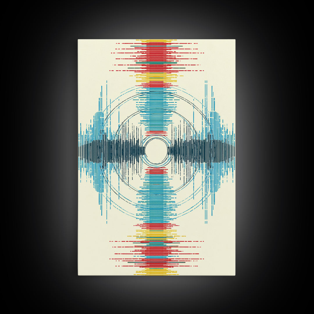 Vibrant Soundwave Circles In Red Blue Yellow Wall Art, Abstract Geometric Print, Modern Office Decor, Digital Art Africa