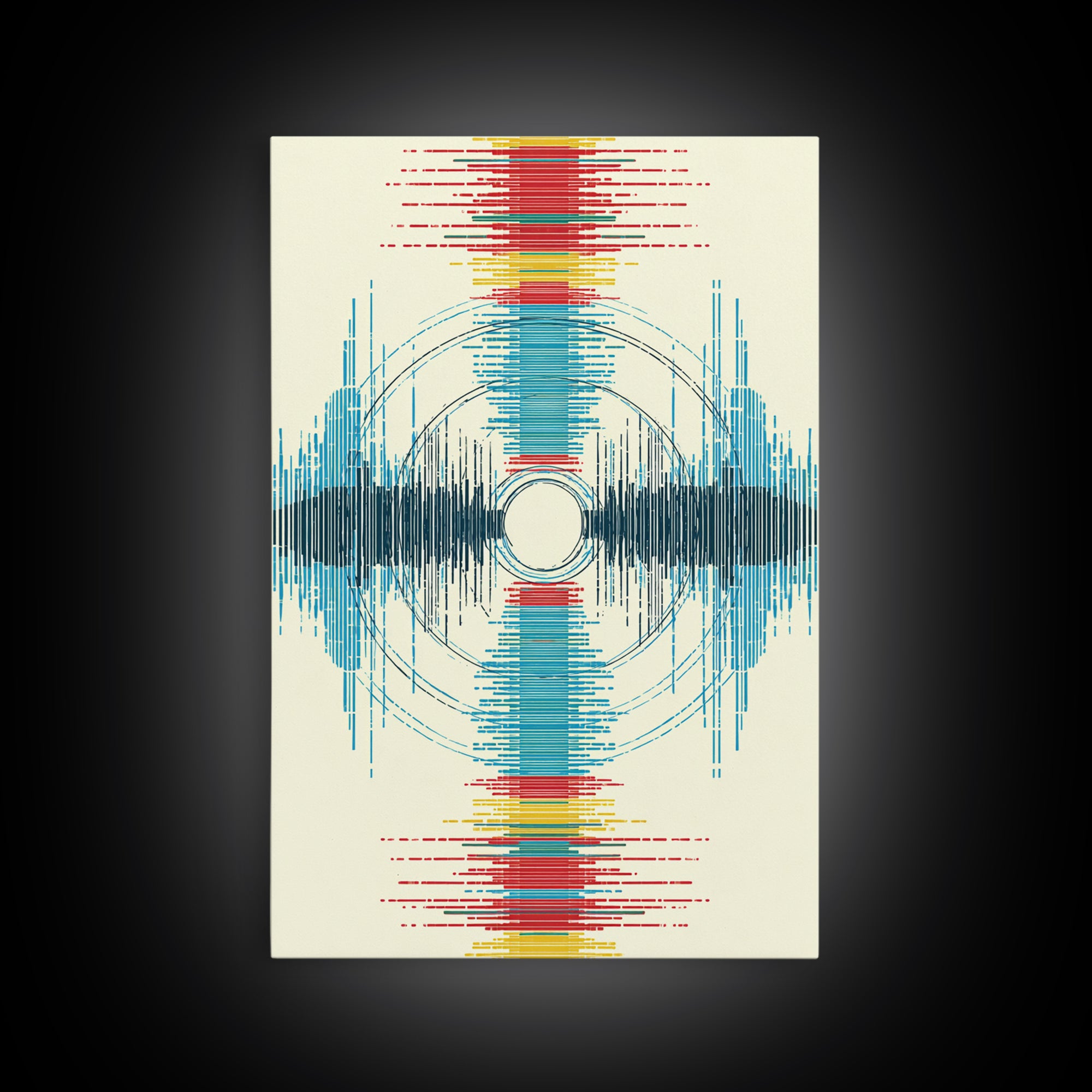 Vibrant Soundwave Circles In Red Blue Yellow Wall Art, Abstract Geometric Print, Modern Office Decor, Digital Art Africa