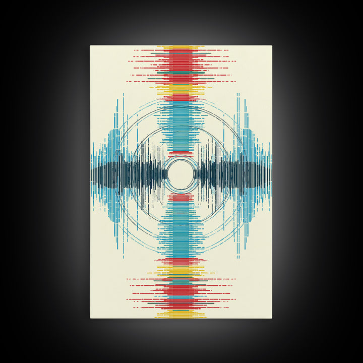 Vibrant Soundwave Circles In Red Blue Yellow Wall Art, Abstract Geometric Print, Modern Office Decor, Digital Art Africa