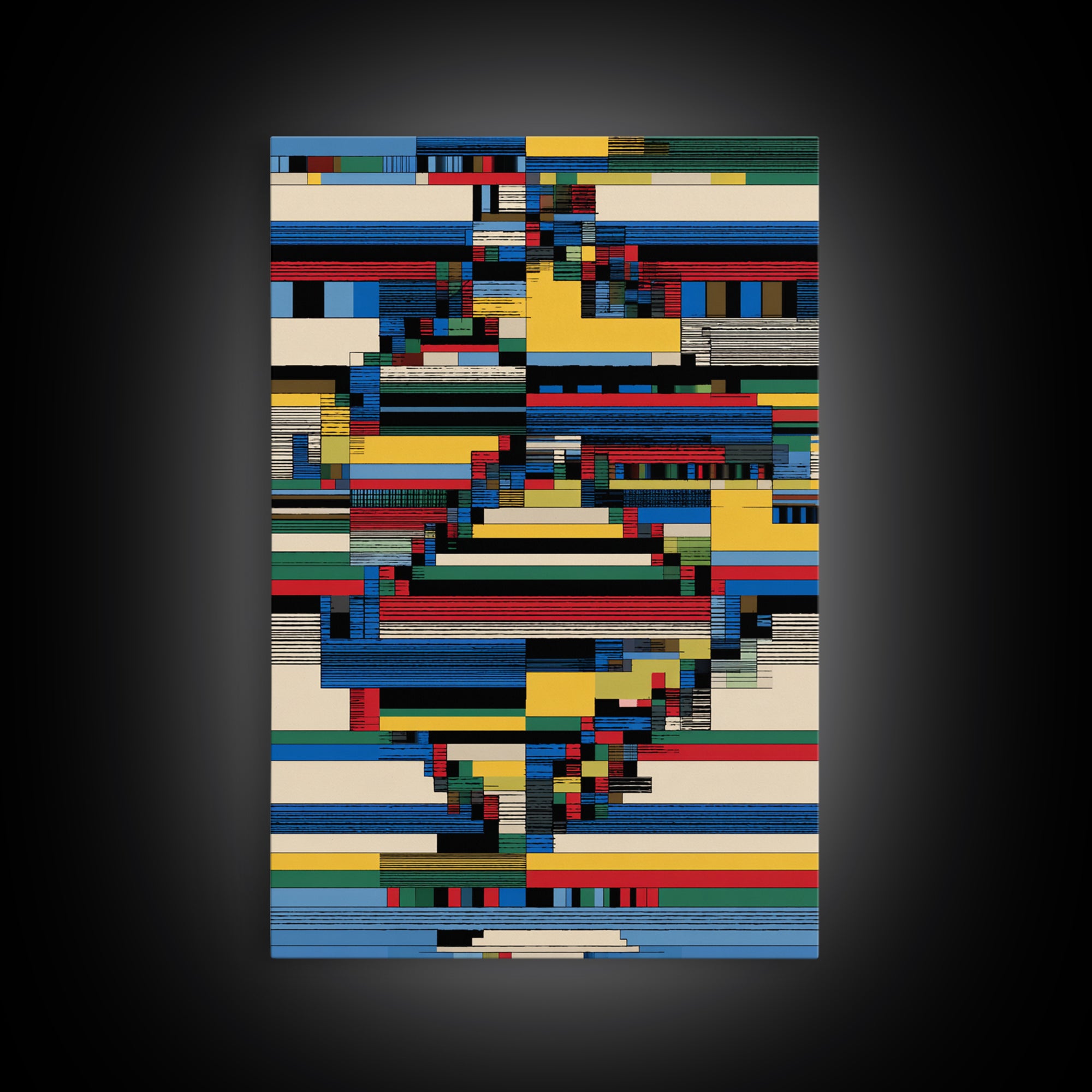 Glitched Africa Map In Primary Lines Canvas Print, Modern African Art, Geometric Wall Art, Afrocentric Office Decor Gift