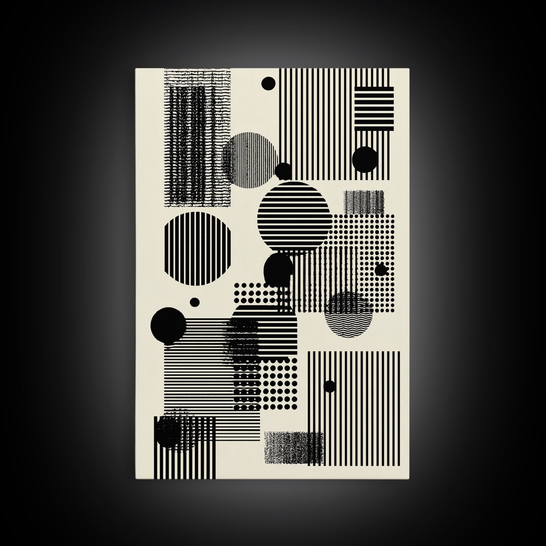 Minimal Black White Circles Stripes And Dots Wall Art, Geometric Wall Art, Minimalist Decor, Abstract Art Print, Modern Home Decor