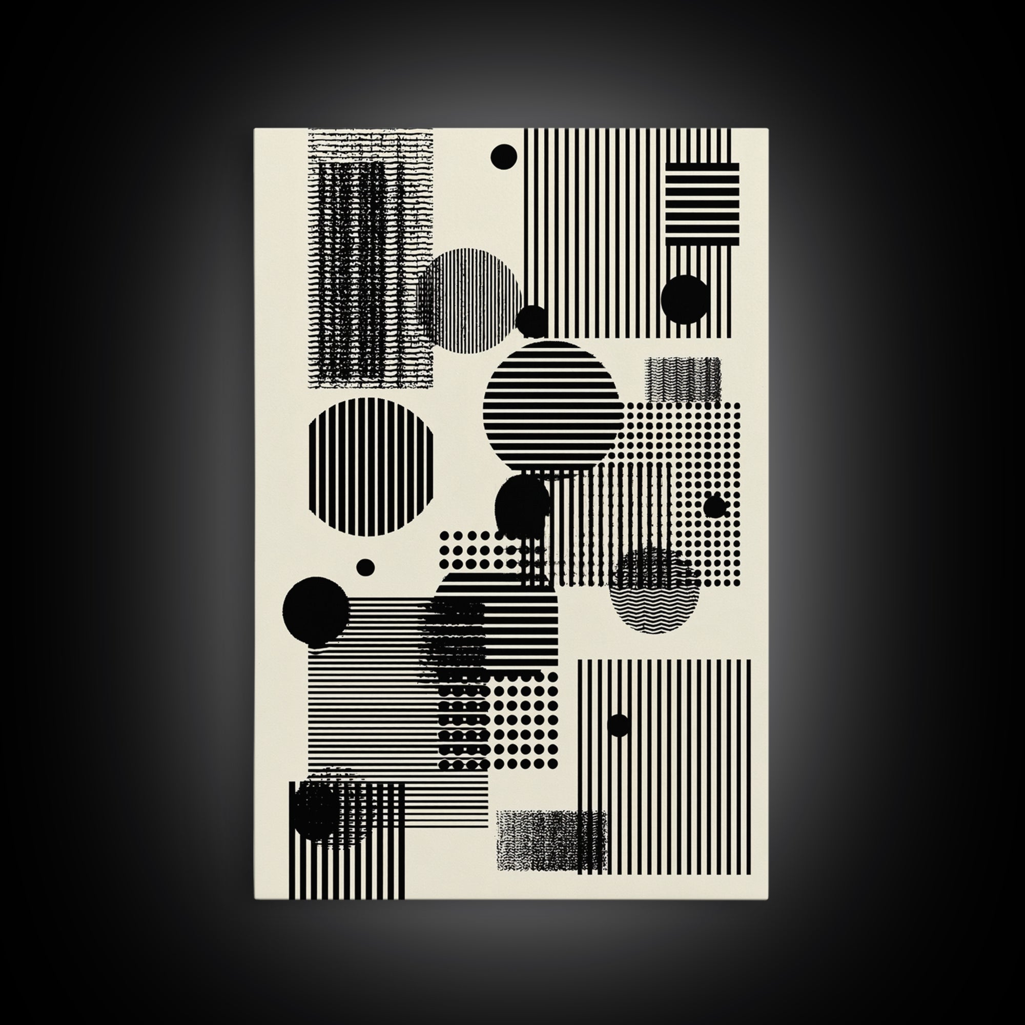 Minimal Black White Circles Stripes And Dots Wall Art, Geometric Wall Art, Minimalist Decor, Abstract Art Print, Modern Home Decor