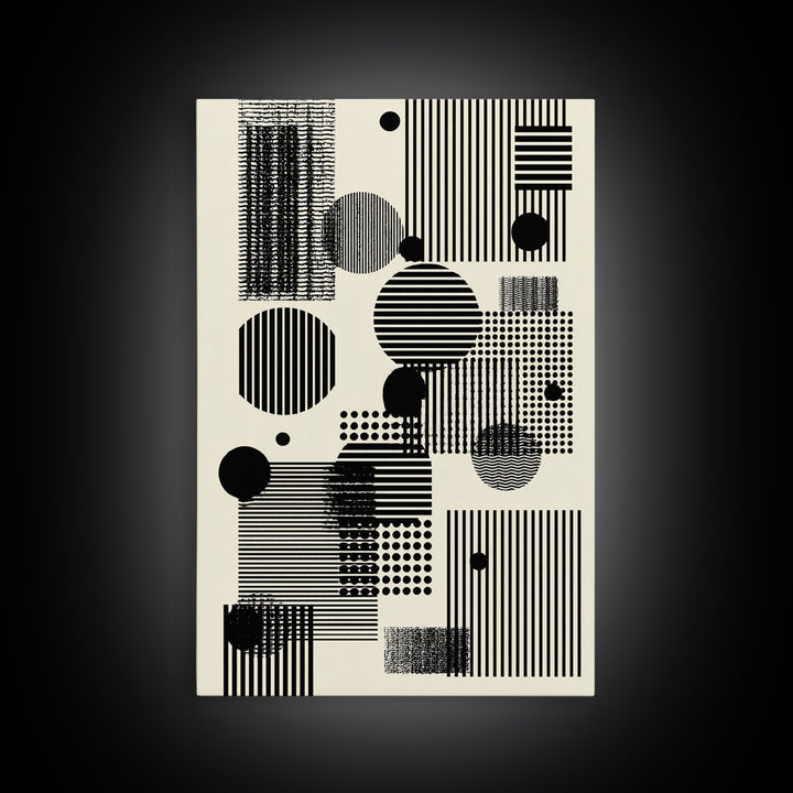 Minimal Black White Circles Stripes And Dots Wall Art, Geometric Wall Art, Minimalist Decor, Abstract Art Print, Modern Home Decor
