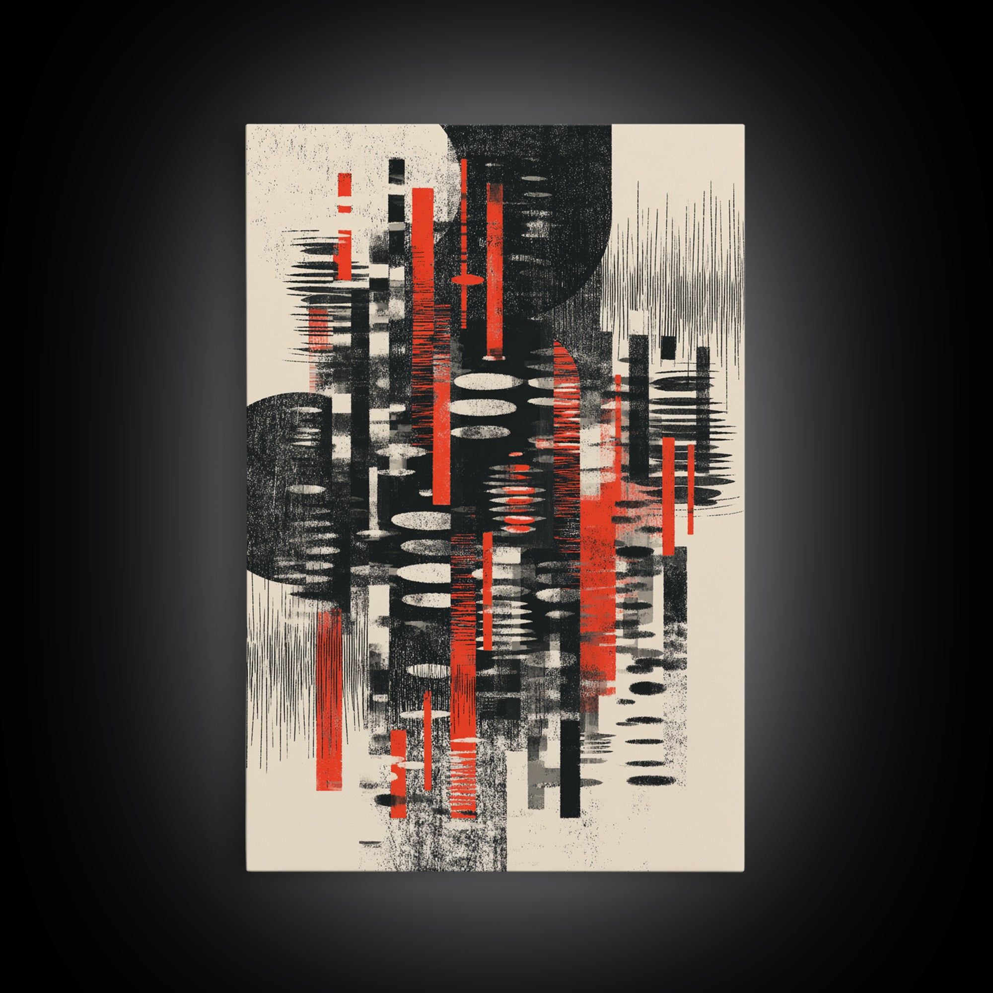 Black Red Textured Marks On Cream Wall Art, African Art Abstract, Modern Black Art, Statement Wall Art, Home Decor, Artistic Gift
