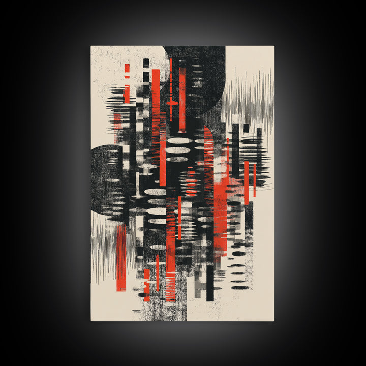 Black Red Textured Marks On Cream Wall Art, African Art Abstract, Modern Black Art, Statement Wall Art, Home Decor, Artistic Gift