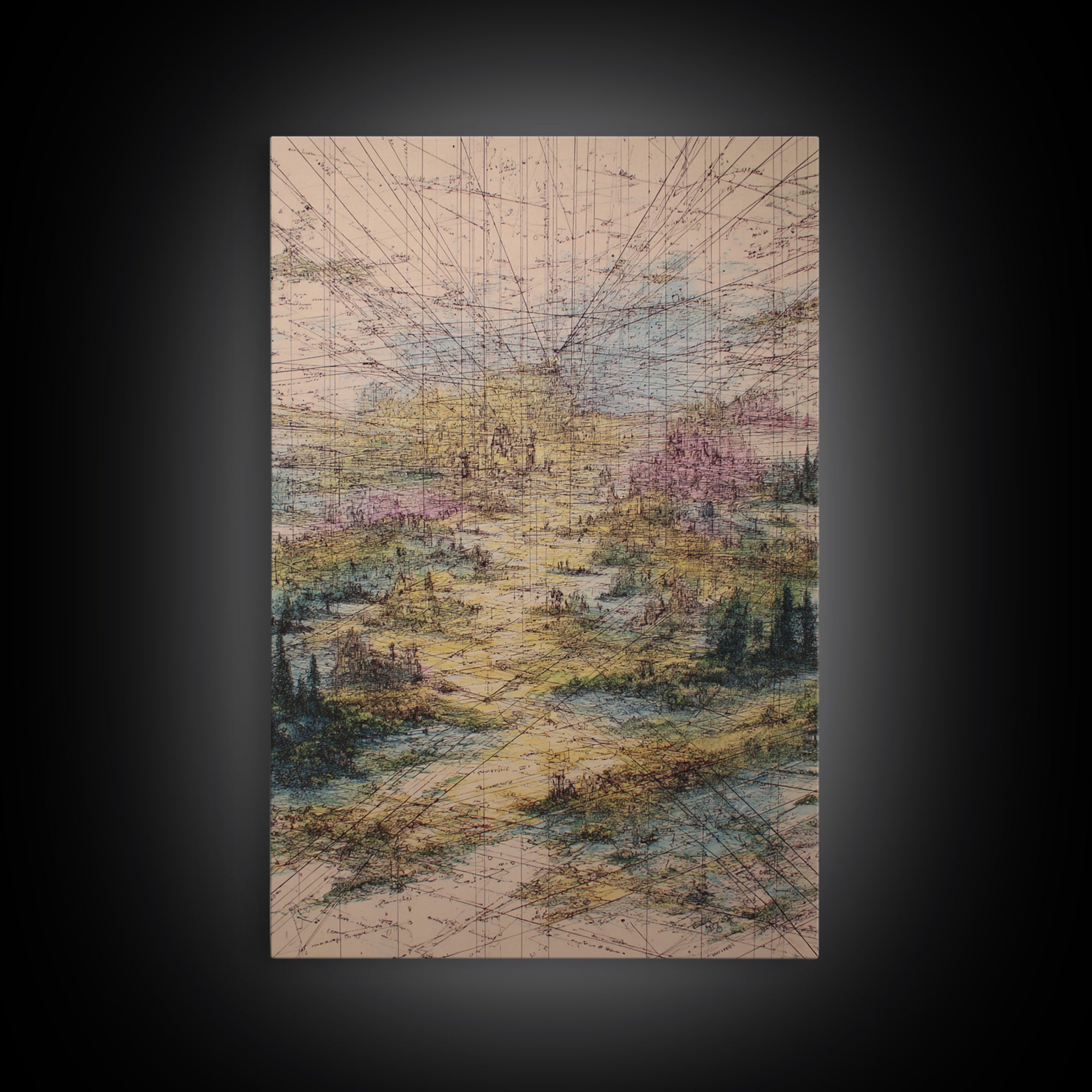 Pastel Pathway Abstract Wall Art, Dreamy Landscape Print, Modern Office Decor, Textured Blue Pink Large Canvas, Home Decor Gift