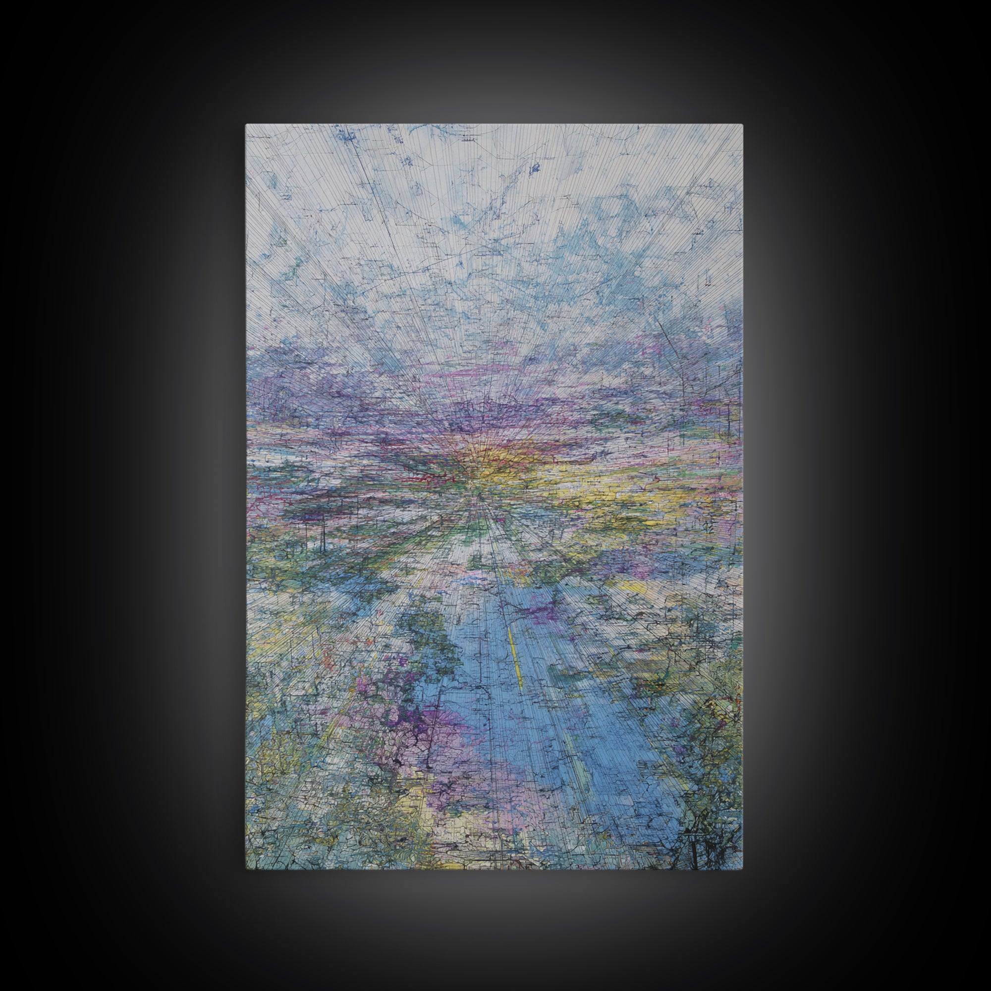 Pastel Horizon Abstract Wall Art, Blue Lavender Landscape, Modern Unique Canvas Print, Dreamy Office Decor Gift For Home