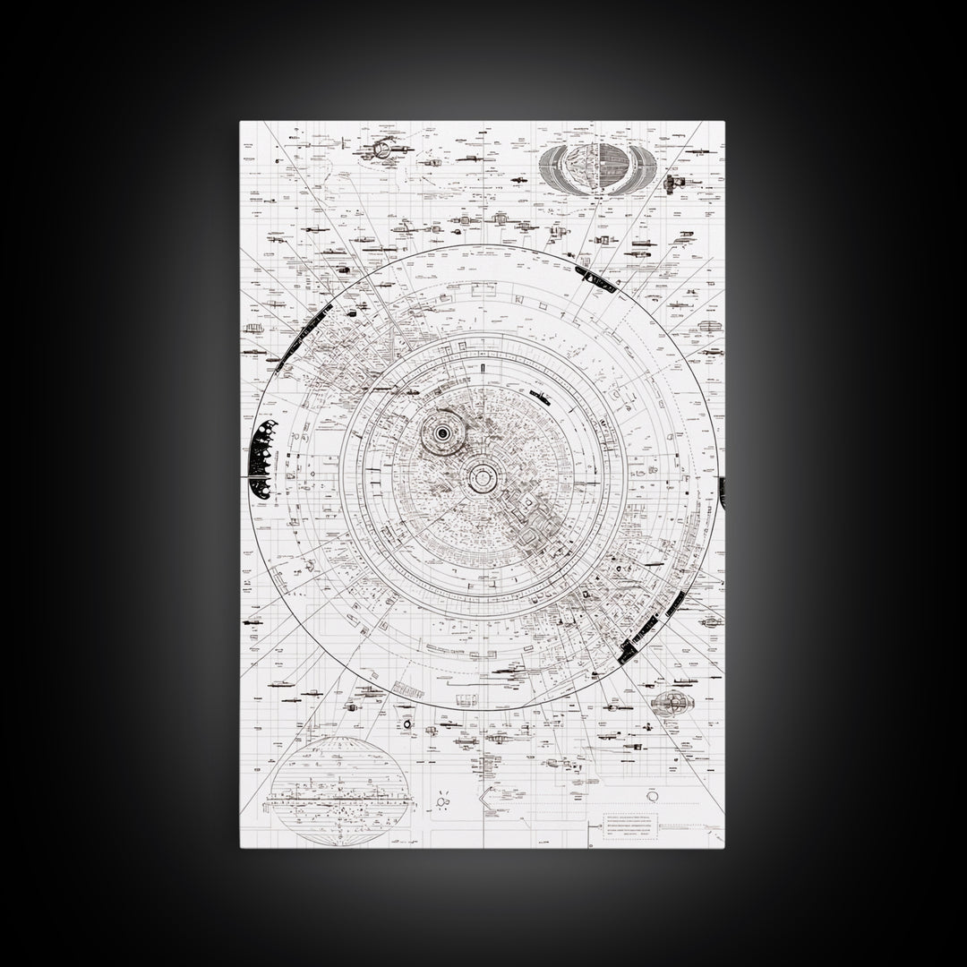 Intricate White Celestial Star Map Diagram Wall Art, Astronomy Blueprint Poster, Minimalist Office Decor, Cosmic Digital Print