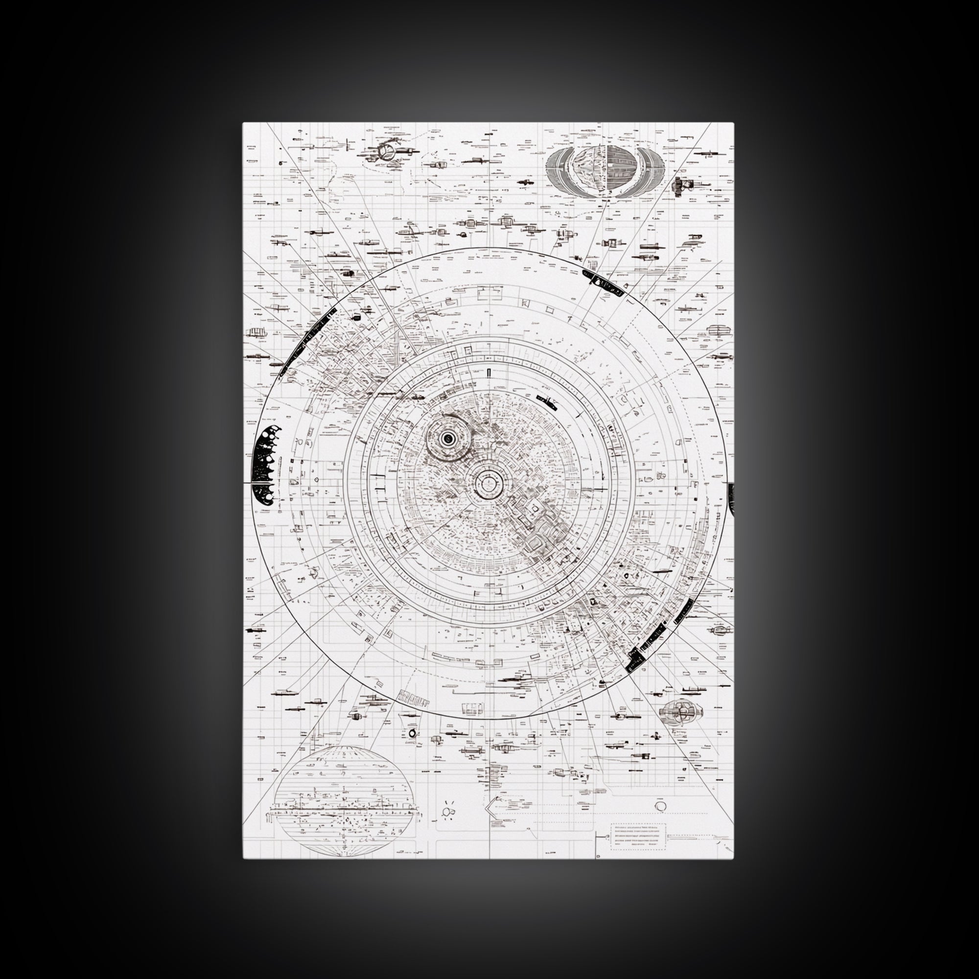 Intricate White Celestial Star Map Diagram Wall Art, Astronomy Blueprint Poster, Minimalist Office Decor, Cosmic Digital Print