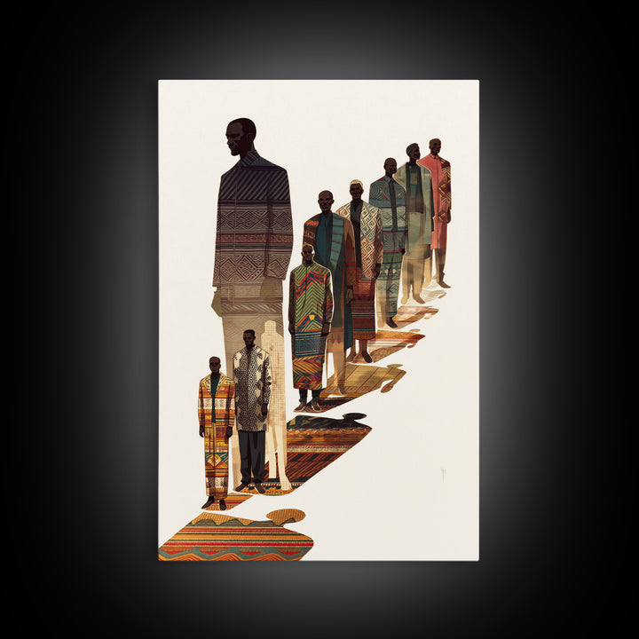 Elegant African Men In Patterned Robes, Wall Art, African Fabric, Afrocentric Art, Cultural Art Print, Heritage Portrait
