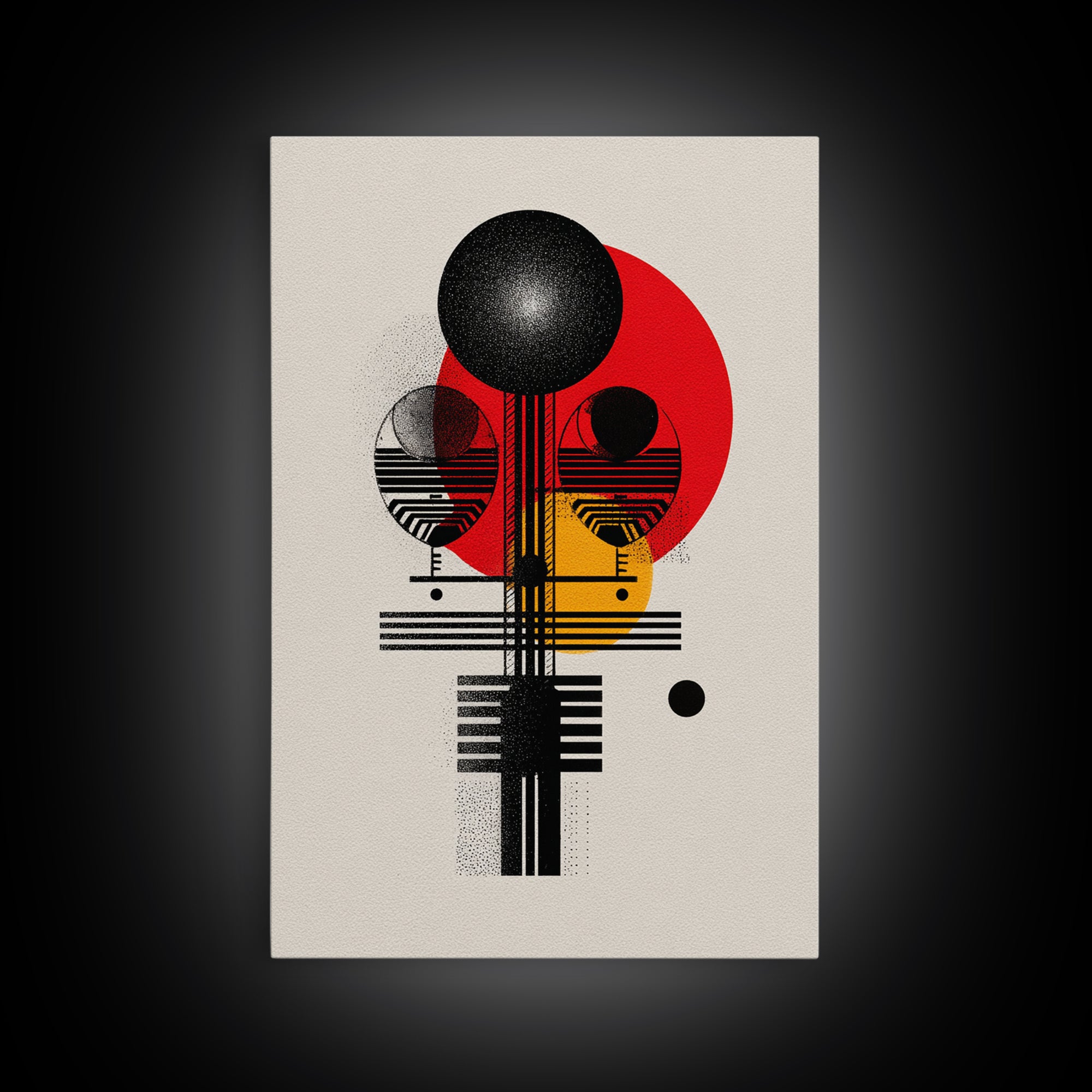 Geometric Afro Abstract Canvas Print, Red Black Gold Modern Wall Decor, African Inspired Minimalist Art, Bold Home Decor