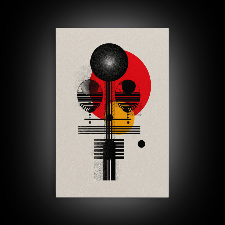 Geometric Afro Abstract Canvas Print, Red Black Gold Modern Wall Decor, African Inspired Minimalist Art, Bold Home Decor