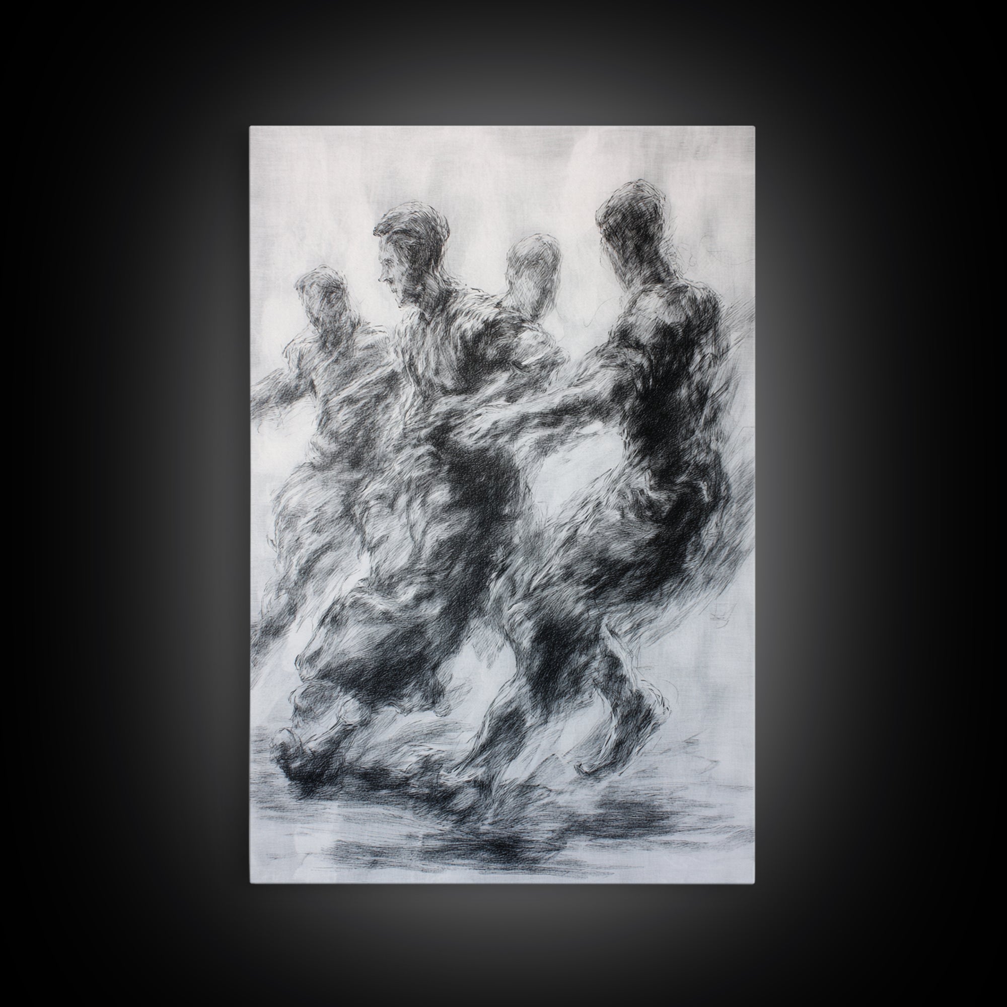 Monochrome African Dancers Wall Art, Charcoal Figure Drawing, Abstract Motion Print, Minimalist Black And White Decor Gift