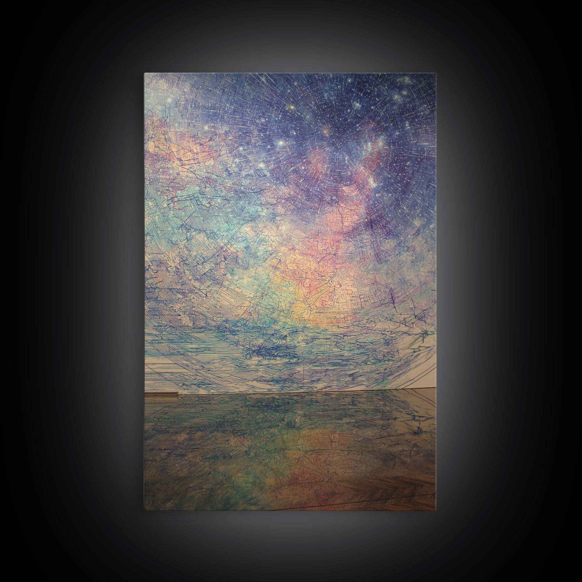 Pastel Cosmic Ocean Horizon, Dreamy Wall Art, Abstract Canvas Print, Spiritual Landscape Home Decor, Meditation Room Gift