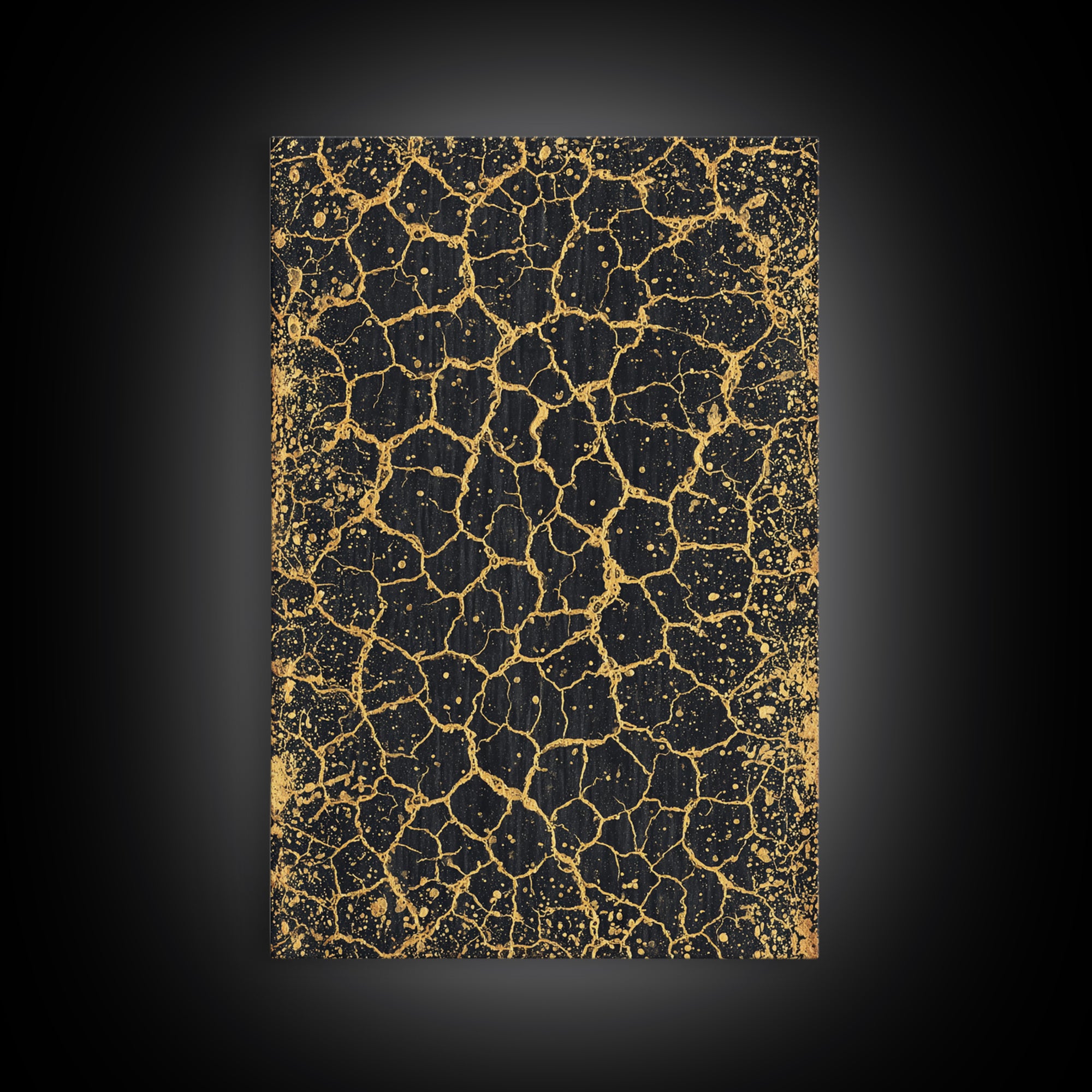 Black And Gold Crackle Texture, Abstract Wall Art, Luxury Canvas Print, Modern Geometric Elegant Home Decor, Statement Gift