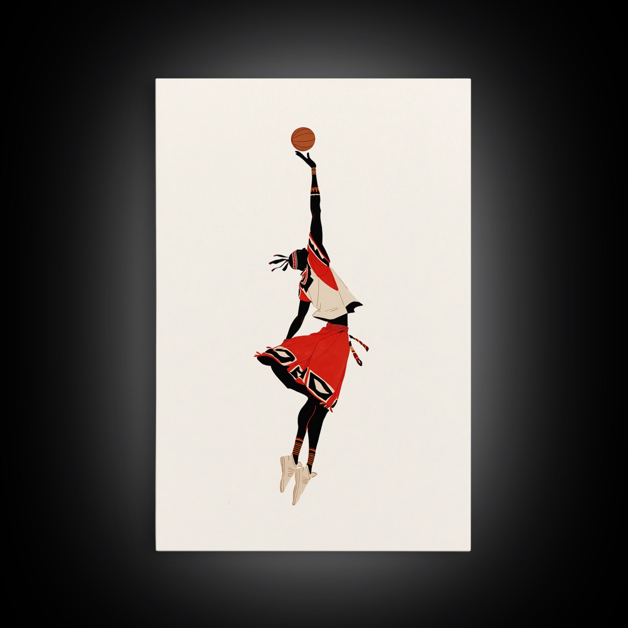 Maasai Warrior Basketball Leap Wall Art, African Warrior Art, African Wall Decor, Afrocentric Sports Canvas Print Gift Decor