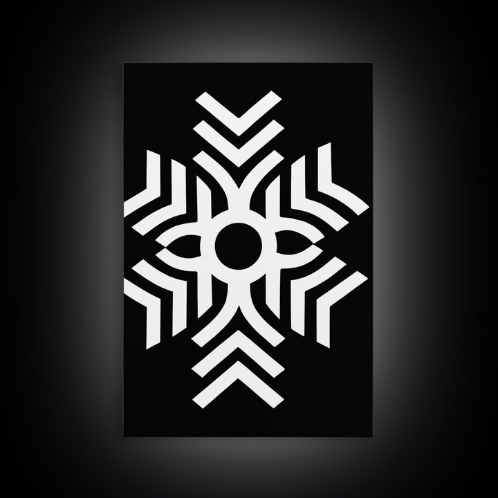 Black And White Tribal Geometric Symbol Wall Art, Afrocentric Abstract Print, African Pattern Decor, Modern Minimalist Canvas