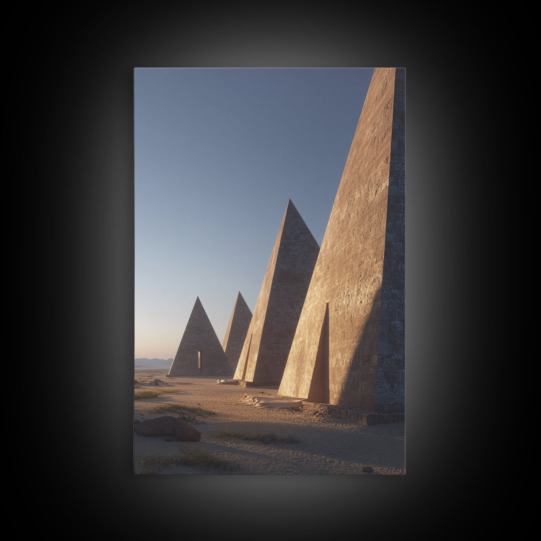 Row Of Monumental Pyramids Wall Art, African Egyptian Art Print, Modern Architecture, Desert Landscape, Statement Wall Decor