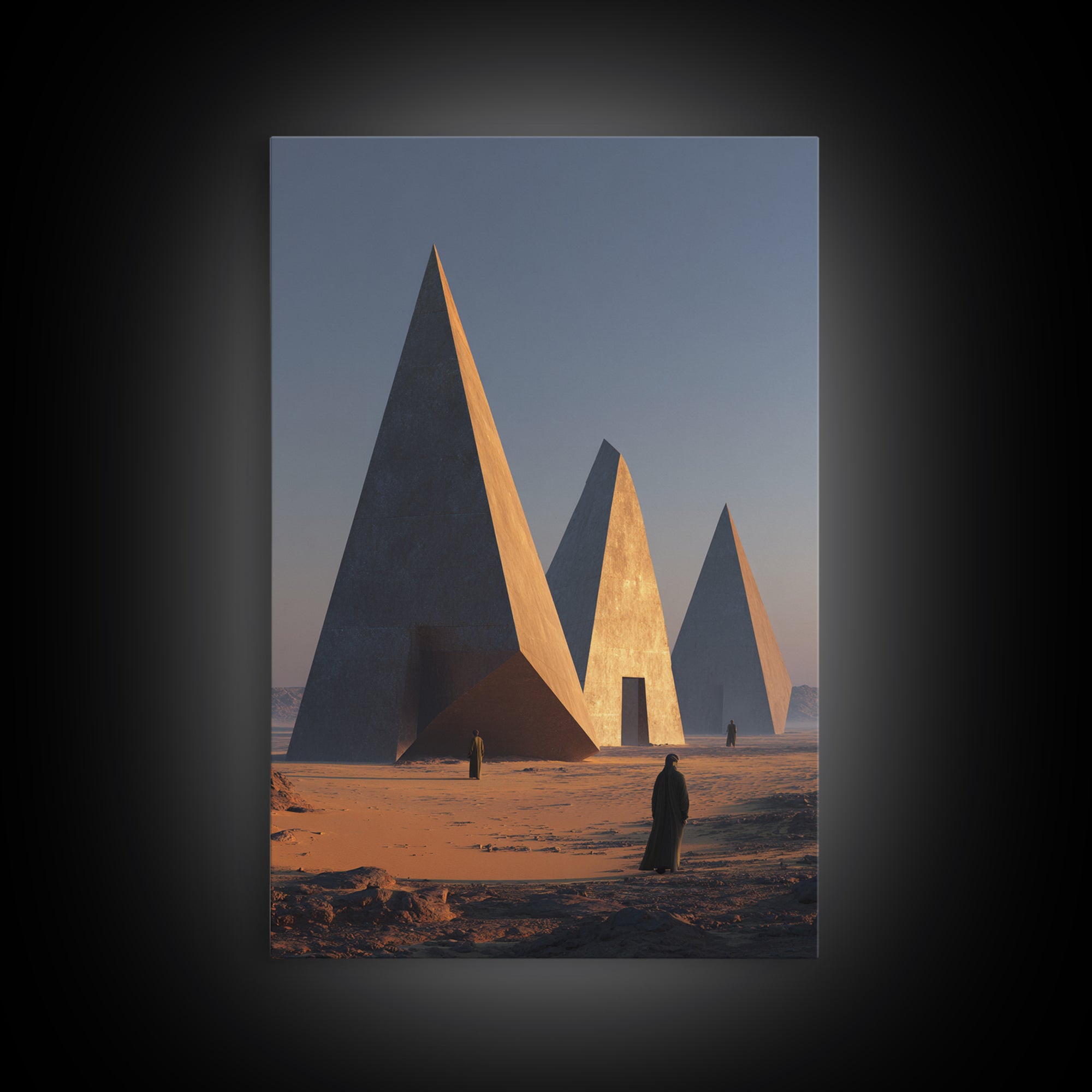Modern Nubian Pyramids At Sunset Wall Art, African Egyptian Art Print, Ancient African Decor, Desert Architecture Poster