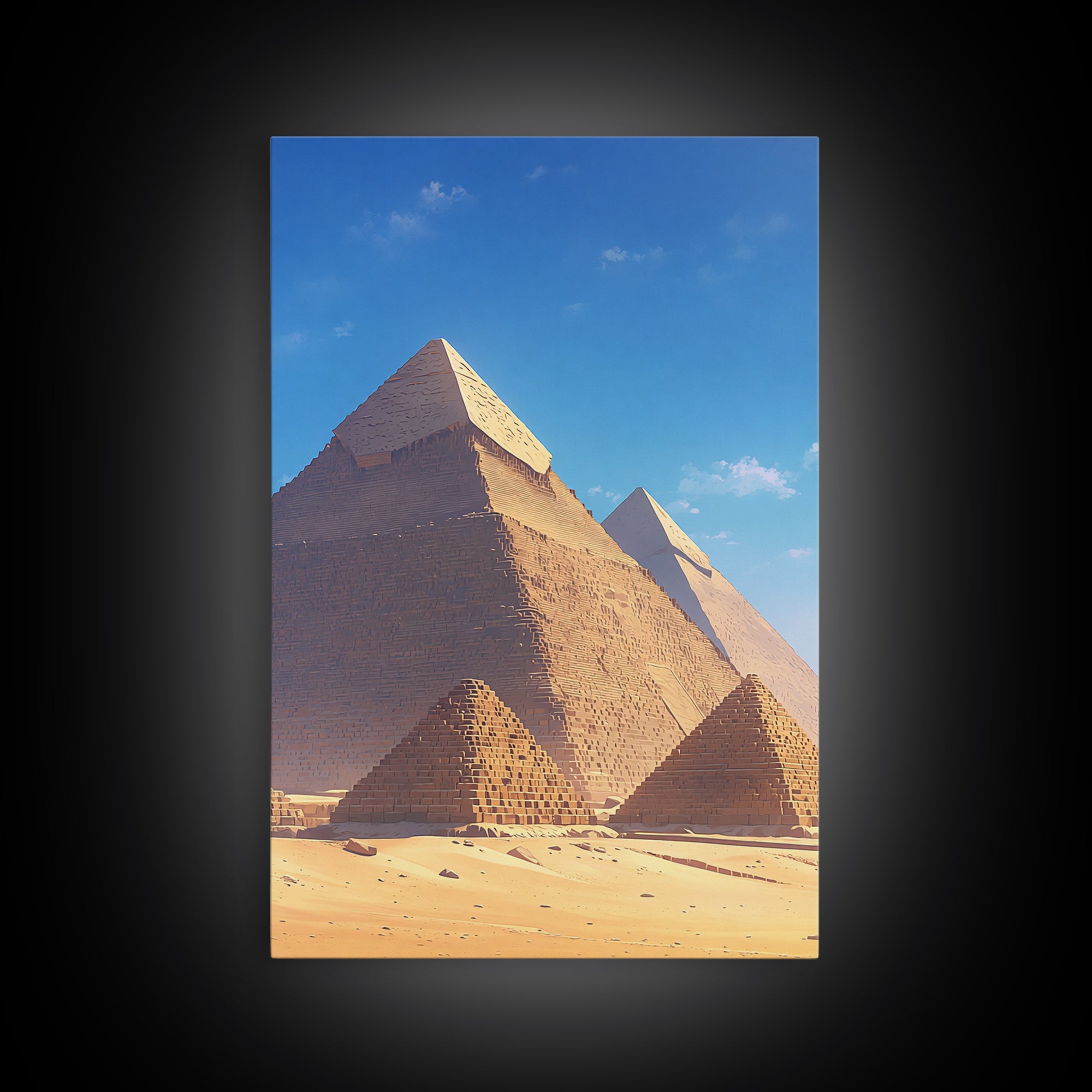 Sunlit Giza Pyramid Close Up Canvas Print, African Egyptian Art, Ancient African Wall Art, Desert Travel Poster, Home Decor
