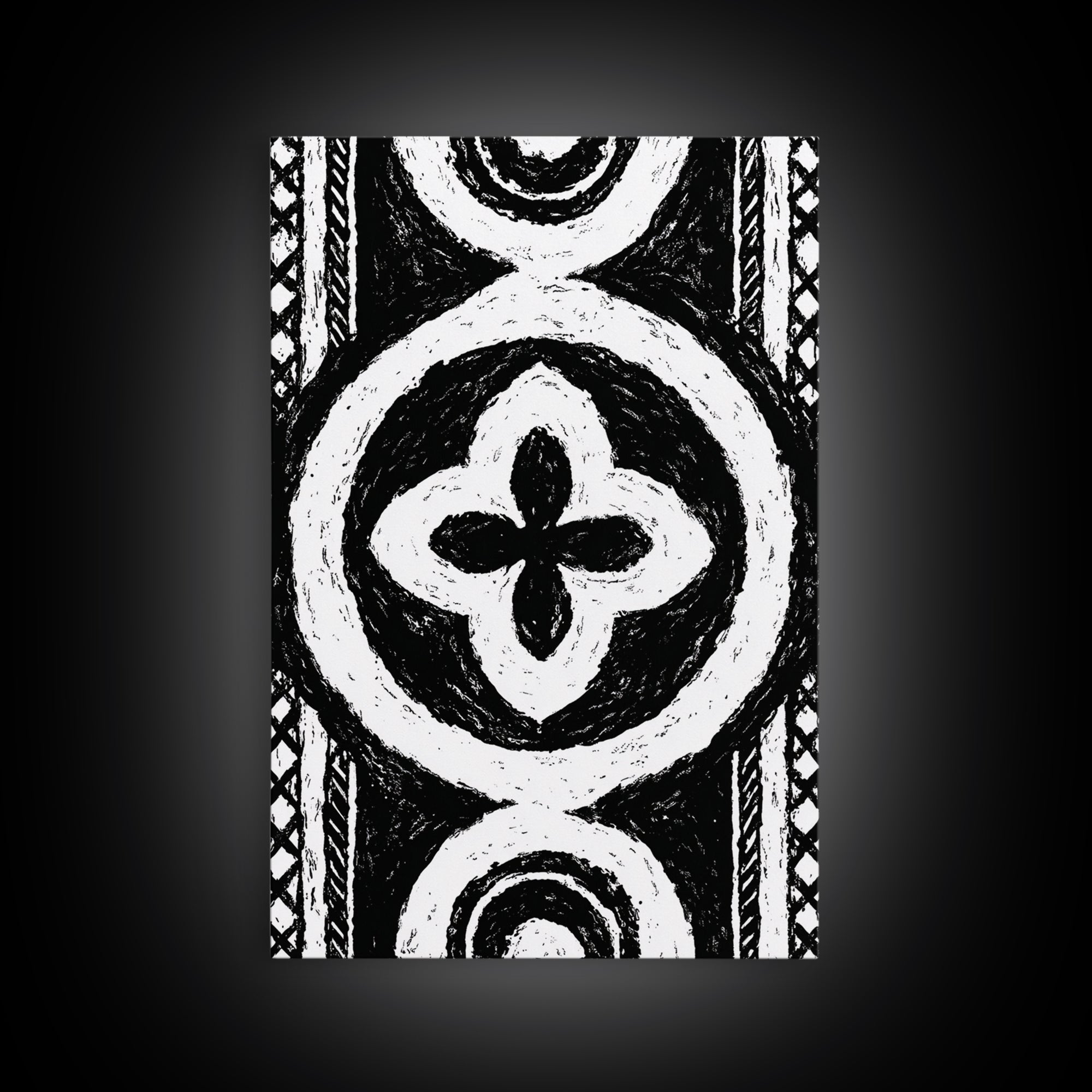 Black And White African Pattern Wall Art, Tribal Textile Canvas Print, Mud Cloth Decor, Geometric Boho Wall Decor, Unique Gift