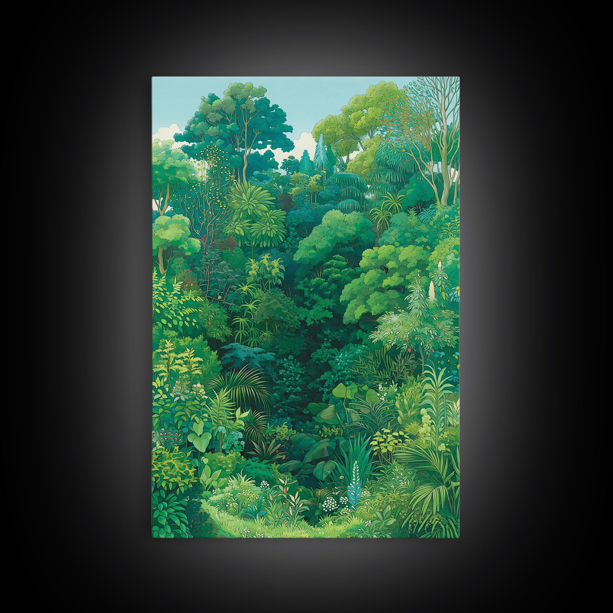 Lush Green Tropical Jungle Wall Art, Botanical Forest Canopy, Nature Scene Art, Modern Home Decor, Large Decor Art, Green Wall Decor