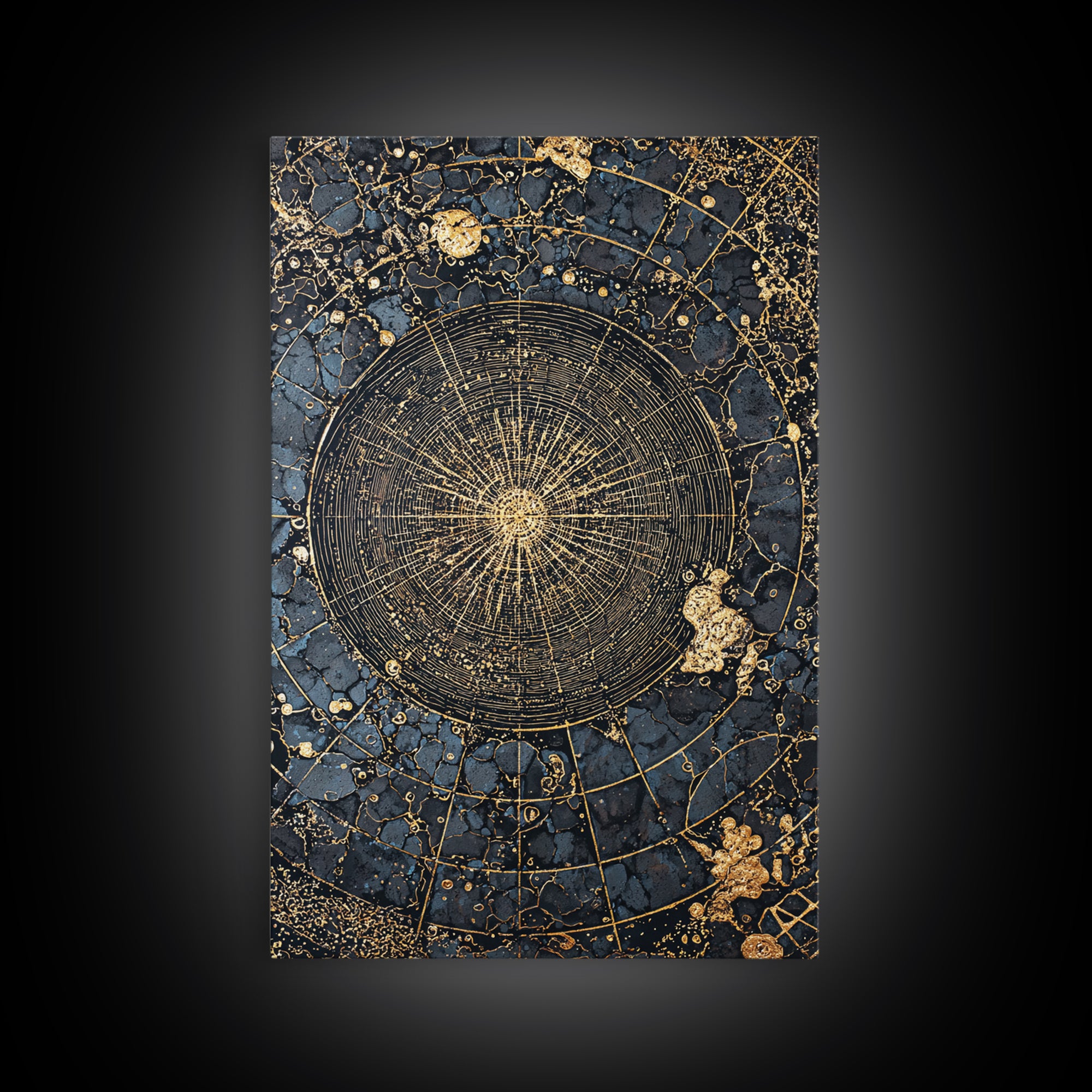 Black And Gold Celestial Mandala Wall Art, Luxury Canvas Art, Geometric Spiritual Decor, Elegant Home Art Statement Piece