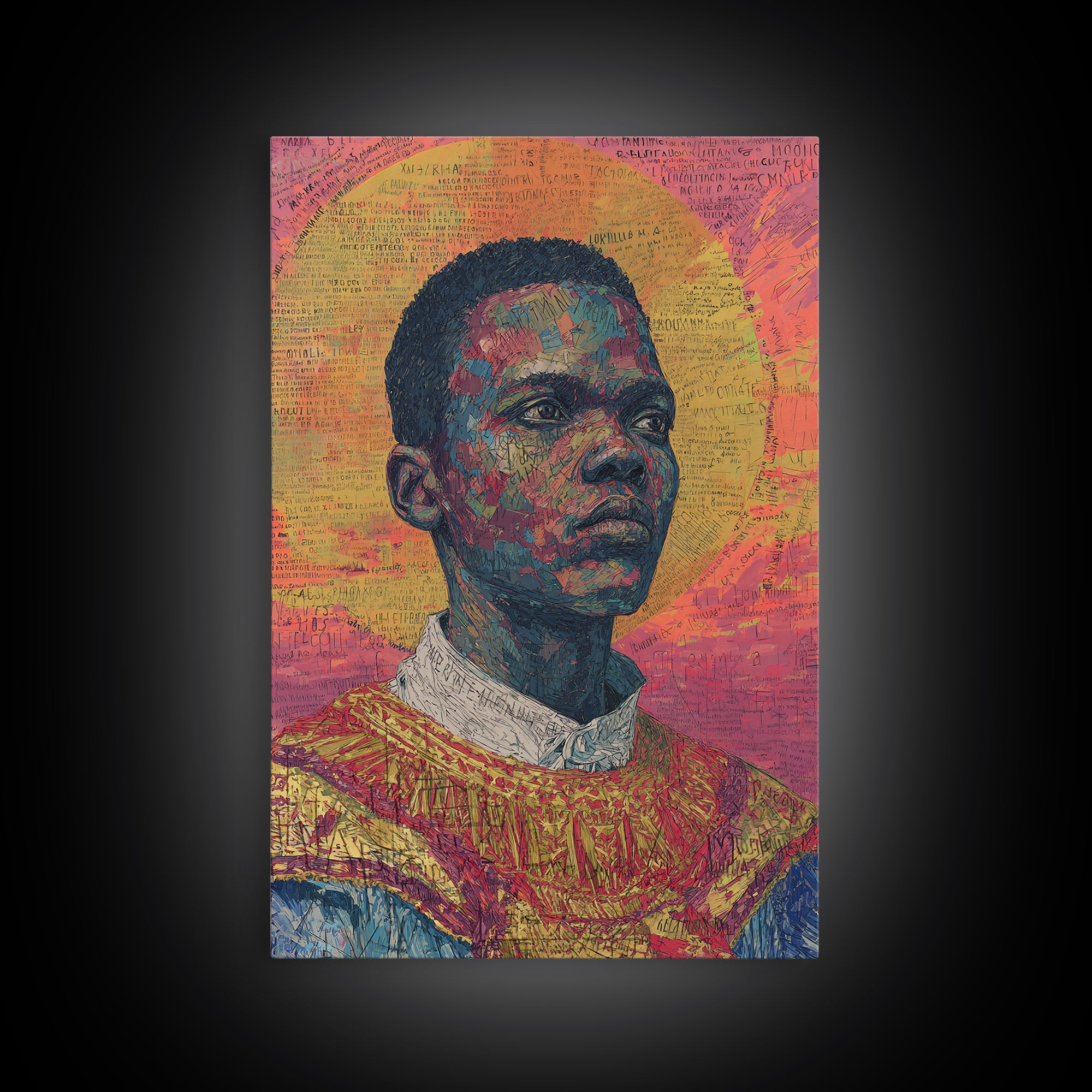 Radiant Black Man Portrait With Golden Halo Wall Art, African American Art, Afrocentric Decor, Black Culture Gift, Statement Home Decor
