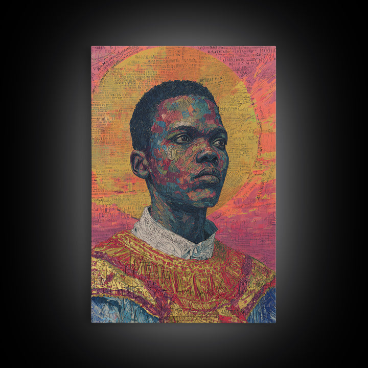 Radiant Black Man Portrait With Golden Halo Wall Art, African American Art, Afrocentric Decor, Black Culture Gift, Statement Home Decor