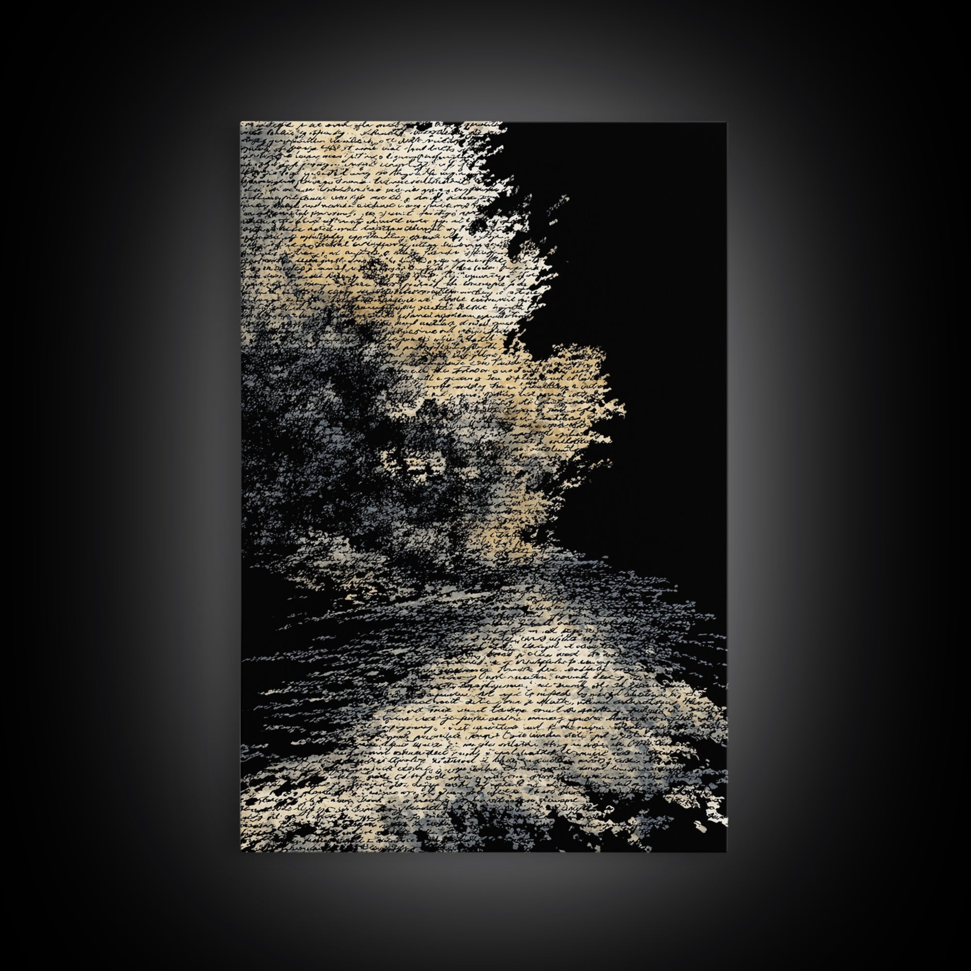 Moody Black And White Figure In Textured Shadows Canvas Print, Abstract Black Art, Minimalist Wall Decor, Gallery Art, Modern Art