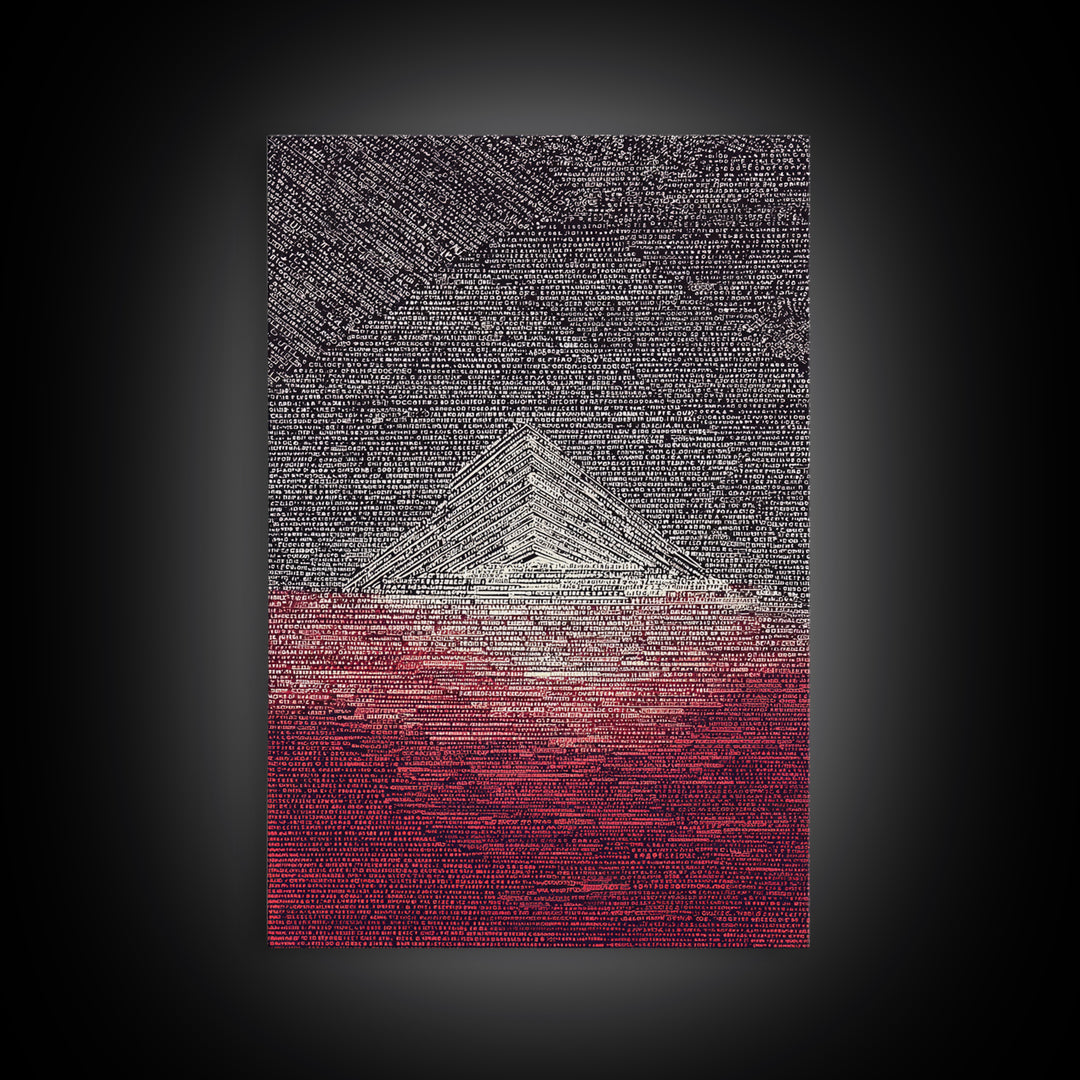 White Pyramid Over Crimson Horizon Wall Art, African Egyptian Art, Geometric Wall Art, Modern Black Decor, Statement Gift