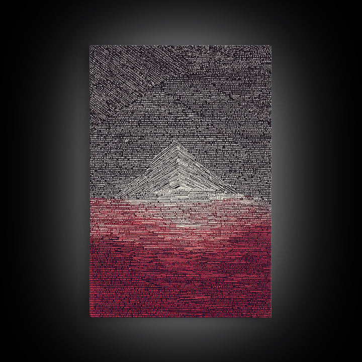 White Pyramid Over Crimson Horizon Wall Art, African Egyptian Art, Geometric Wall Art, Modern Black Decor, Statement Gift