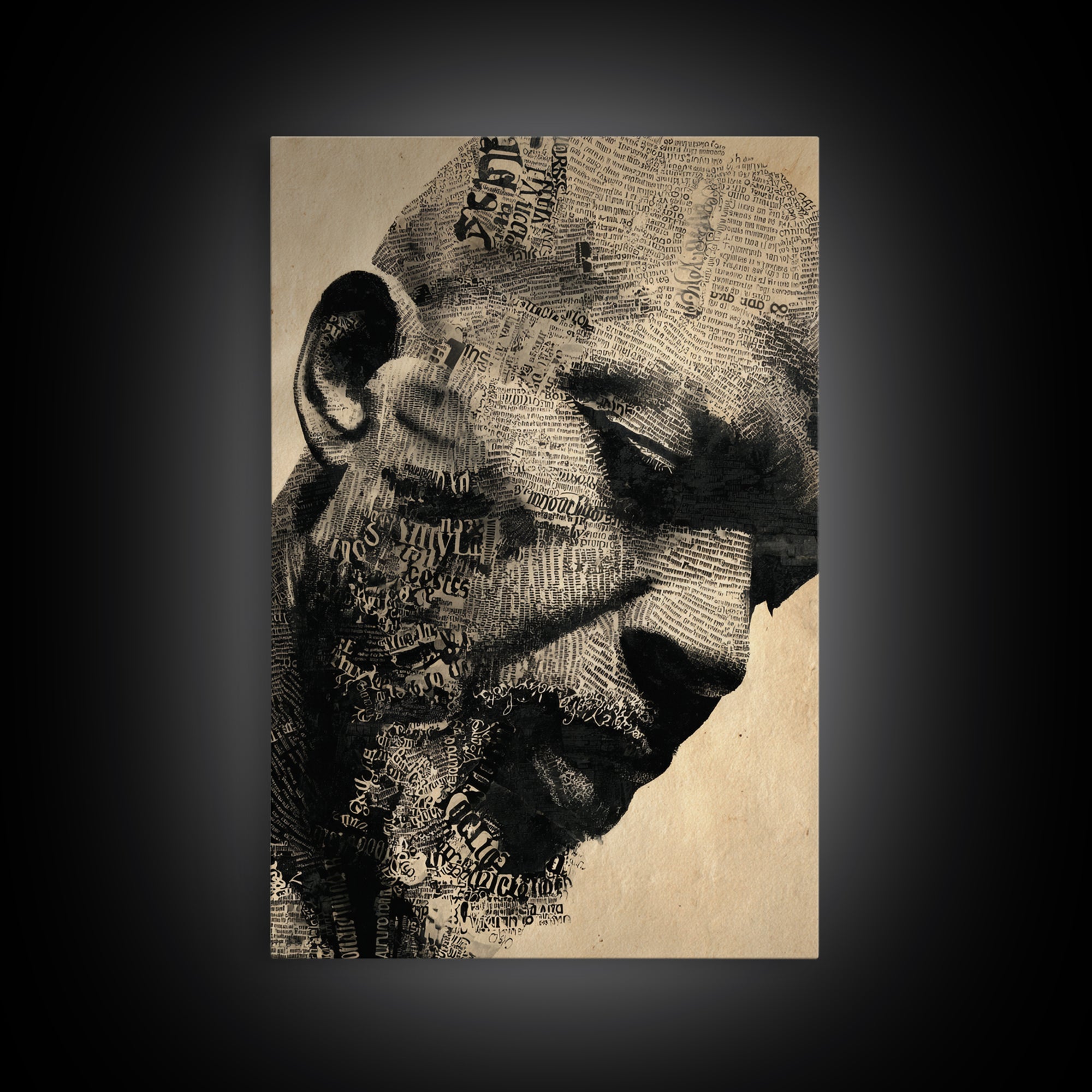 Sepia Black Man Profile With Typography Canvas Print, African Portrait, Black Man Wall Art, Afrocentric Decor, Gift For Him