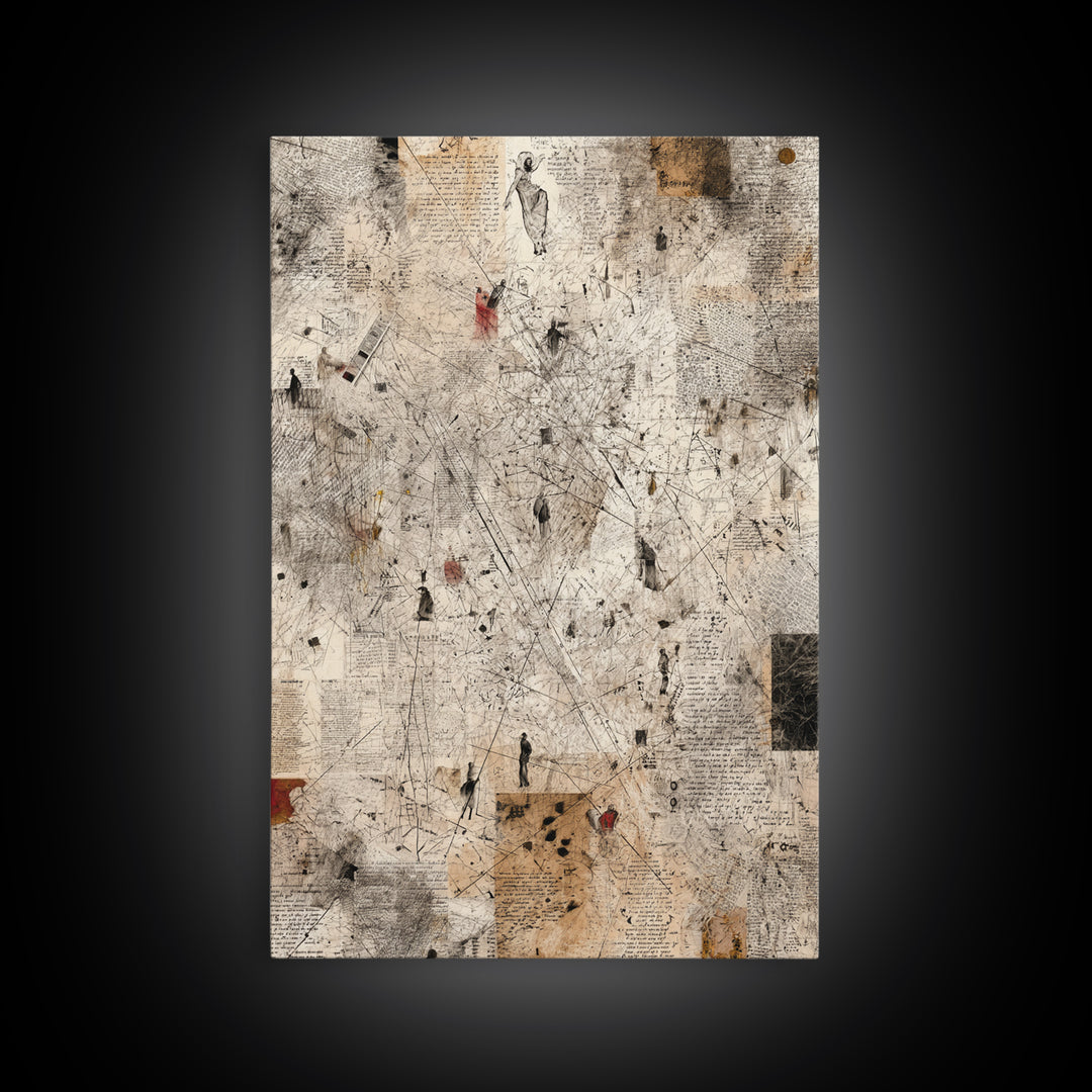 Minimal Abstract Figures On Parchment Wall Art, Contemporary Art, Ethnic Wall Decor, Neutral Gallery Art, Unique Gift For Art Lovers