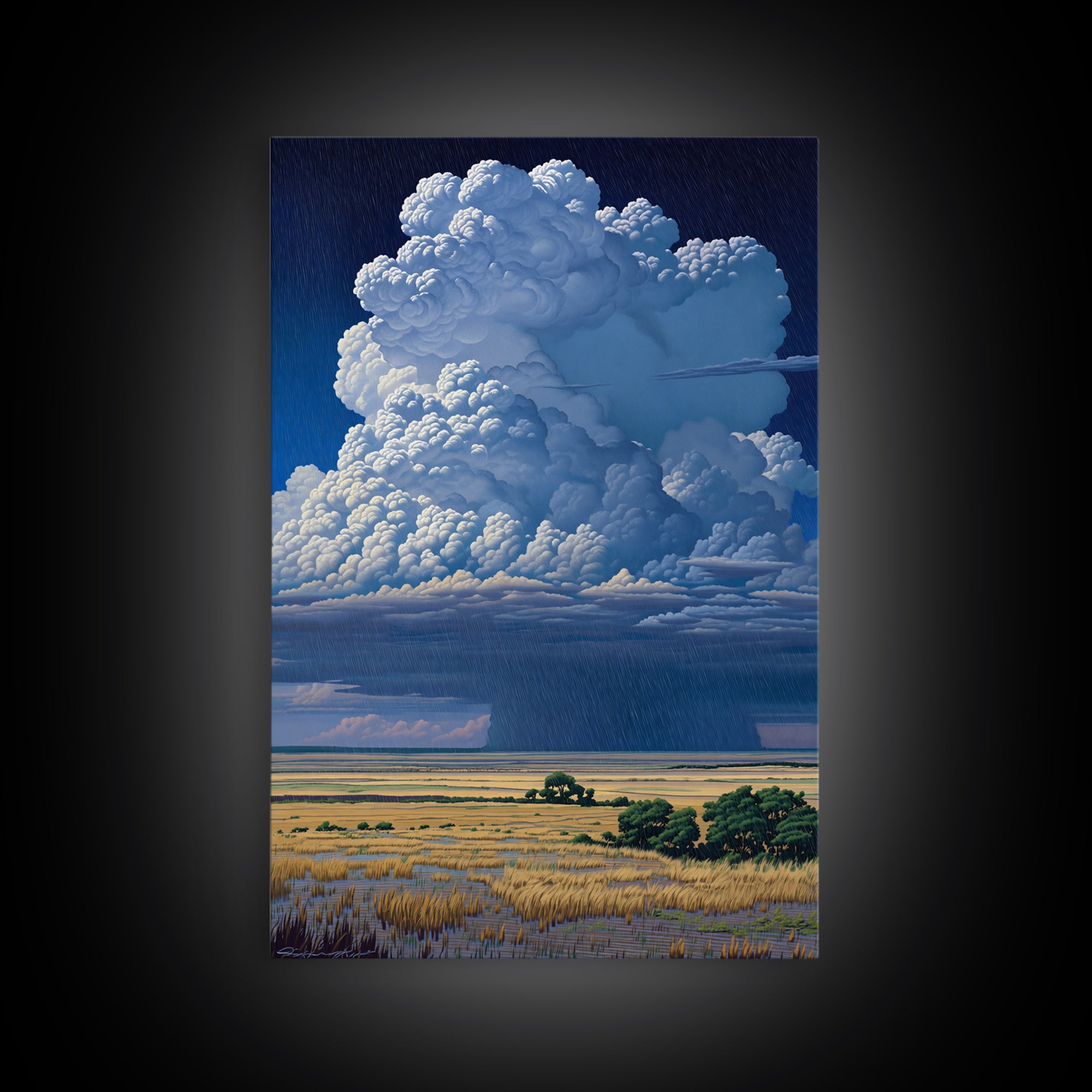 Towering Blue Thunderhead Over African Marsh Canvas Print, Serengeti Wall Art, Safari Decor, Bold Modern Home Decor Gift