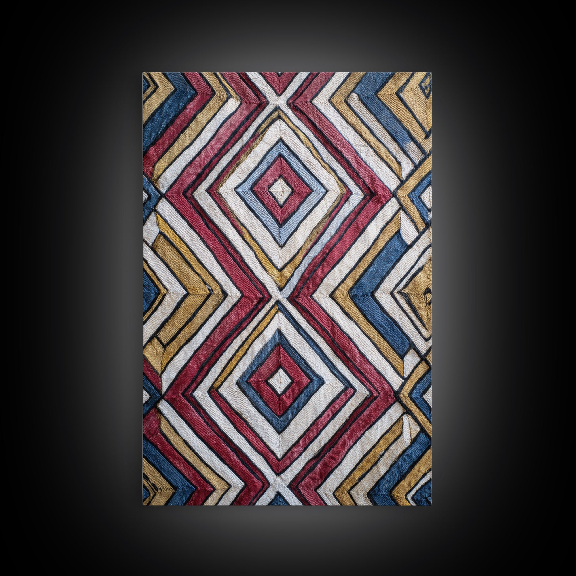 Handwoven Diamond Textile Pattern Wall Art, African Fabric, Geometric Wall Art, Tribal Art Print, Colorful Home Decor Gift