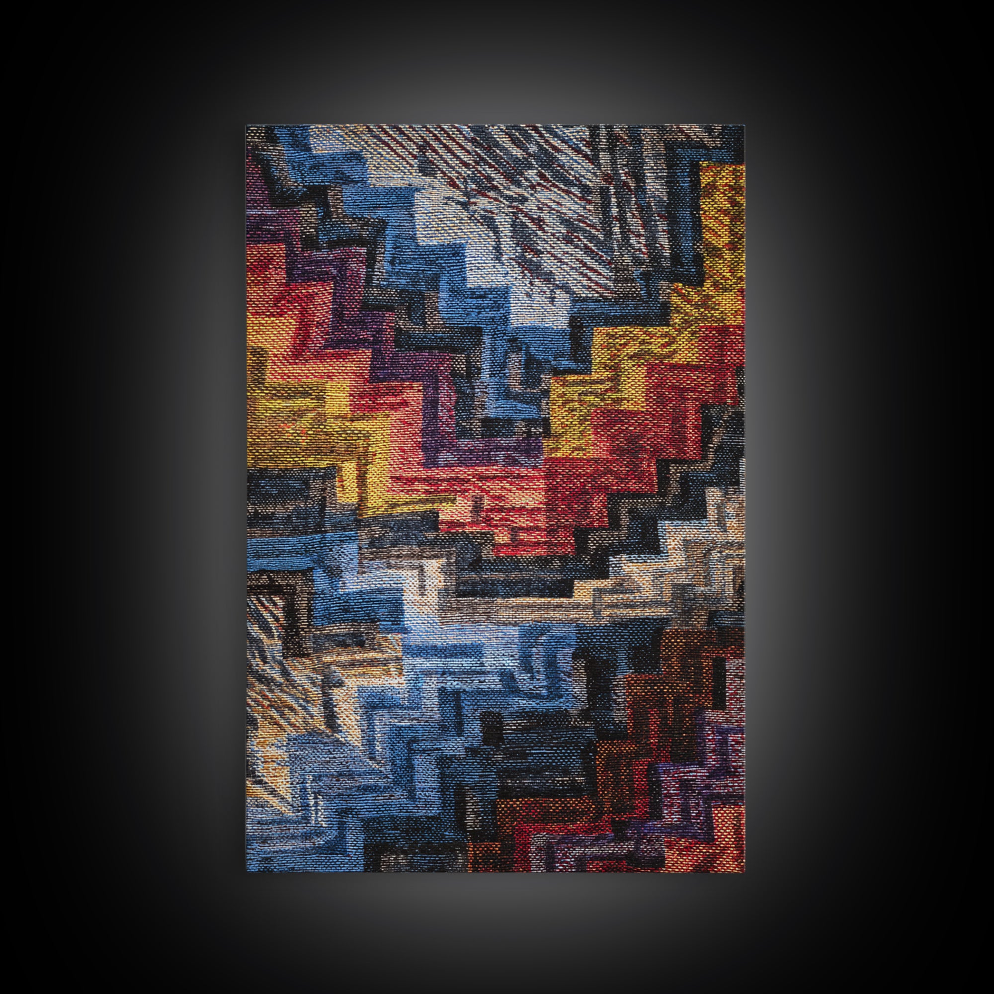 Bold Stepped Zigzag Textile Canvas Print, African Abstract, Geometric Wall Art, Vibrant Wall Decor, Tribal Art Gift For Home