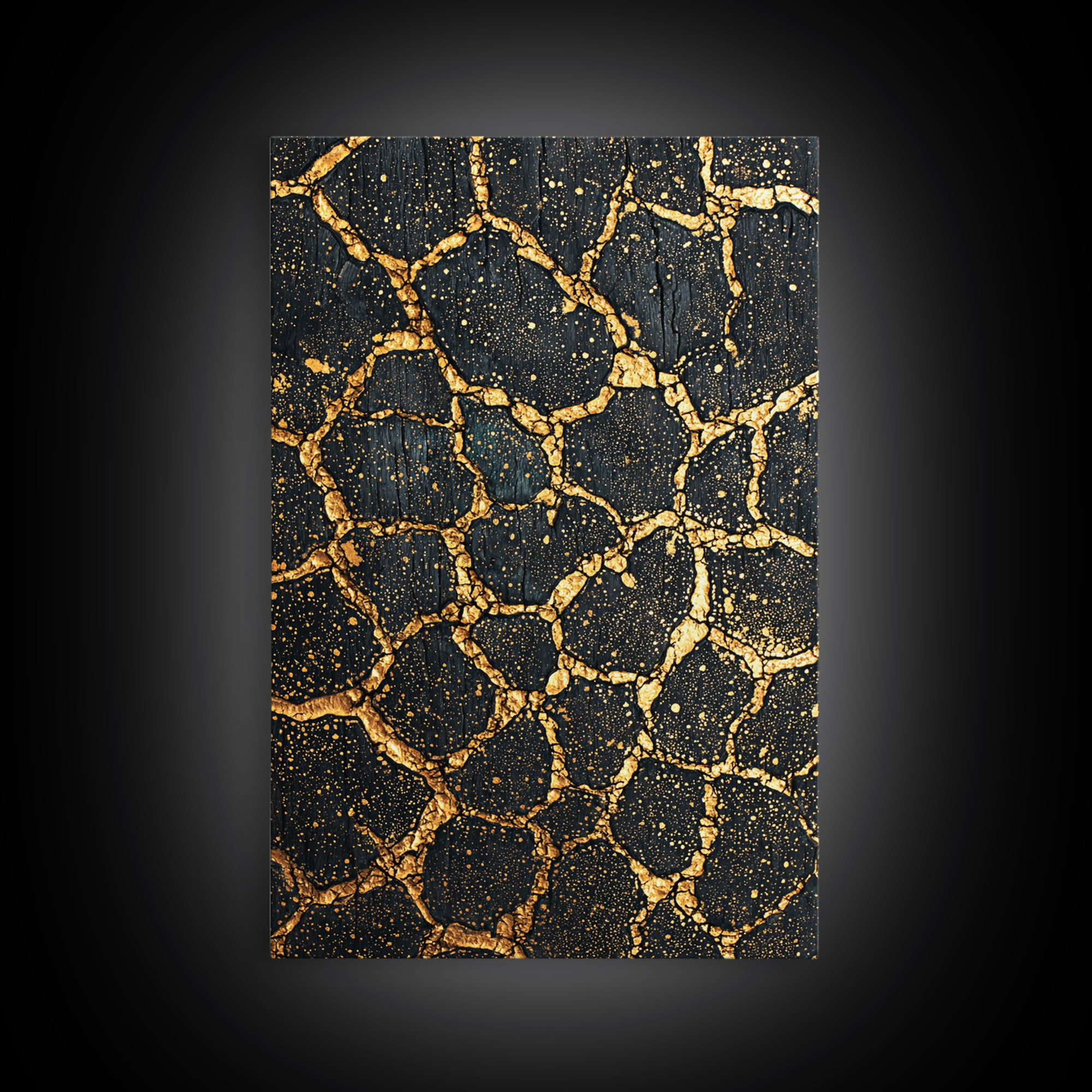 Black Gold Crackle Texture Wall Art, Abstract African Art Print, Luxury Canvas Decor, Earth Tone Modern Statement Piece Gift