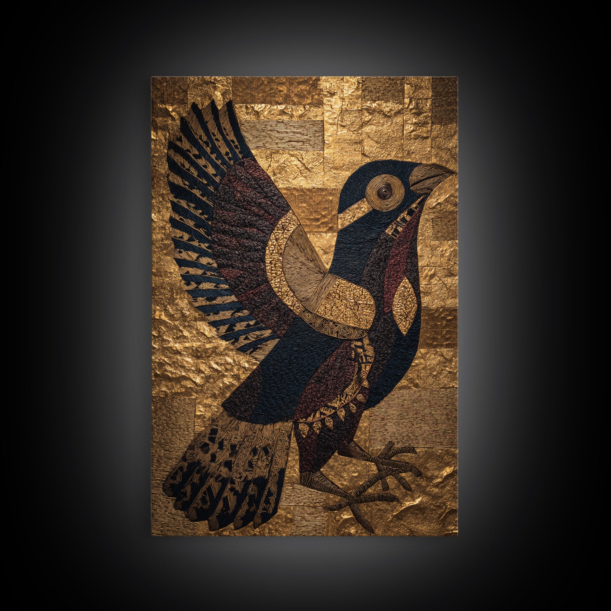 Gold Textured African Bird Wall Art, Black And Gold Tribal Art Print, Afrocentric Decor, Cultural Home Decor Gift, Statement Piece