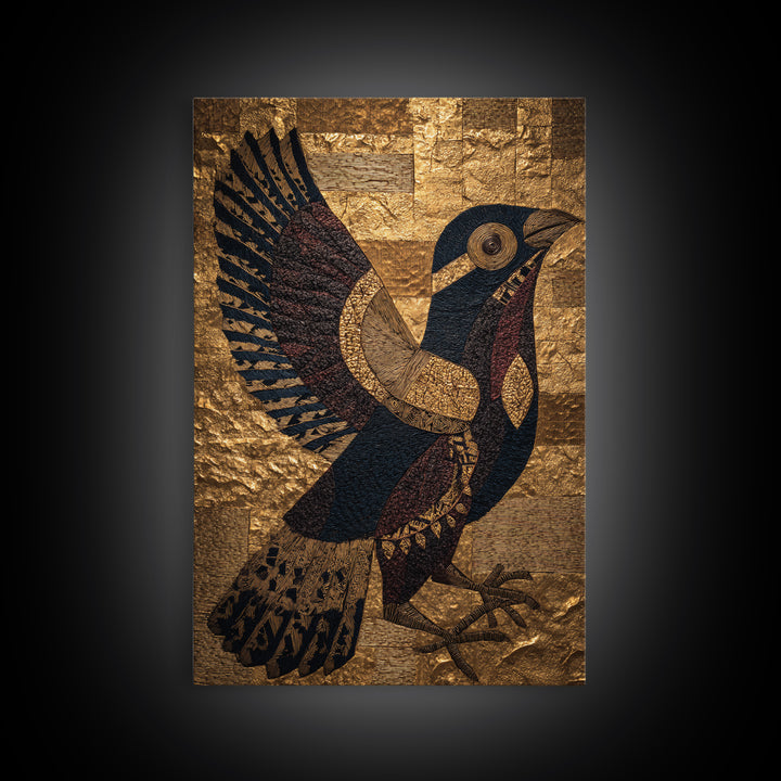 Gold Textured African Bird Wall Art, Black And Gold Tribal Art Print, Afrocentric Decor, Cultural Home Decor Gift, Statement Piece