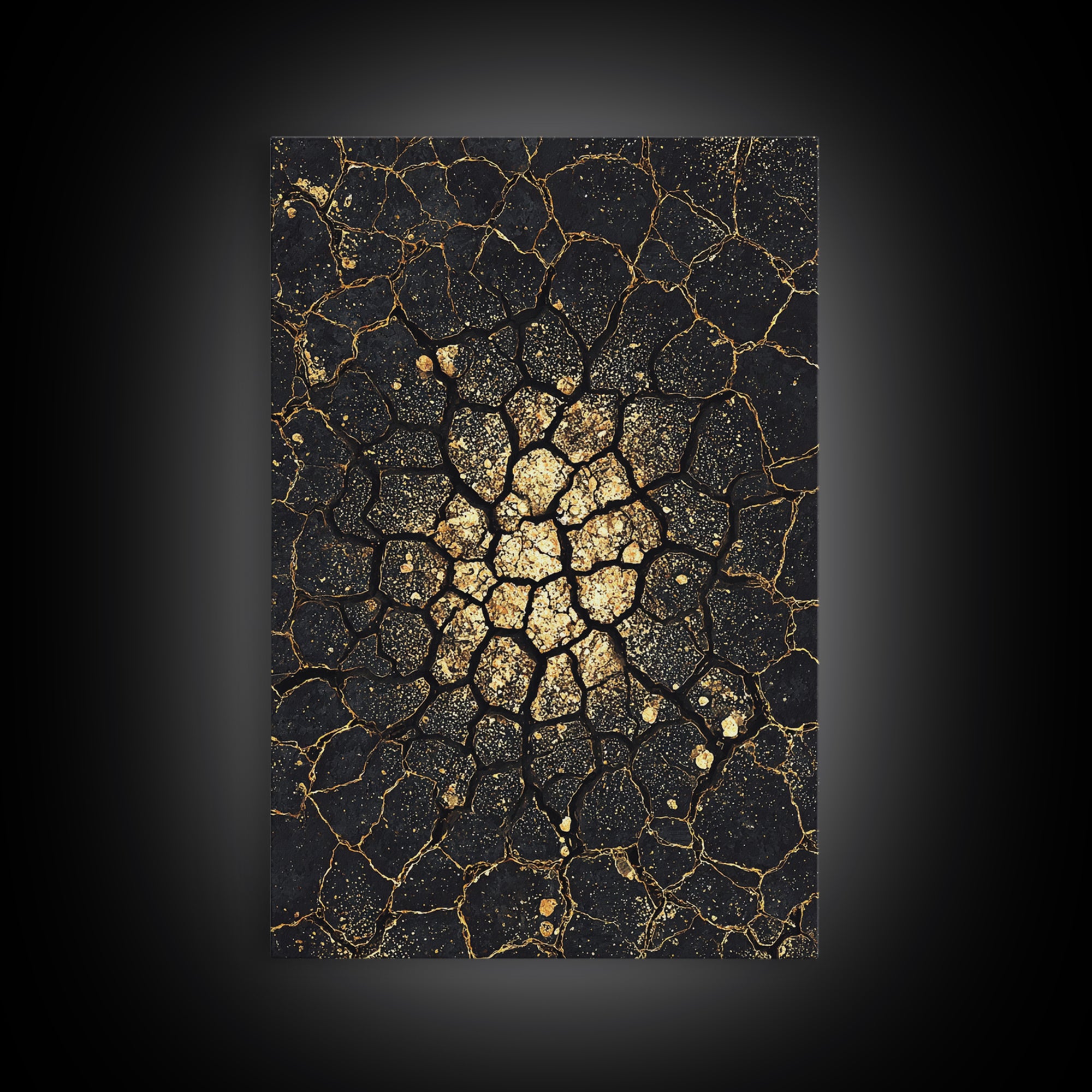 Black Gold Cracked Earth Abstract Wall Art, African Inspired Texture, Modern Canvas Art, Luxury Decor, Statement Wall Piece